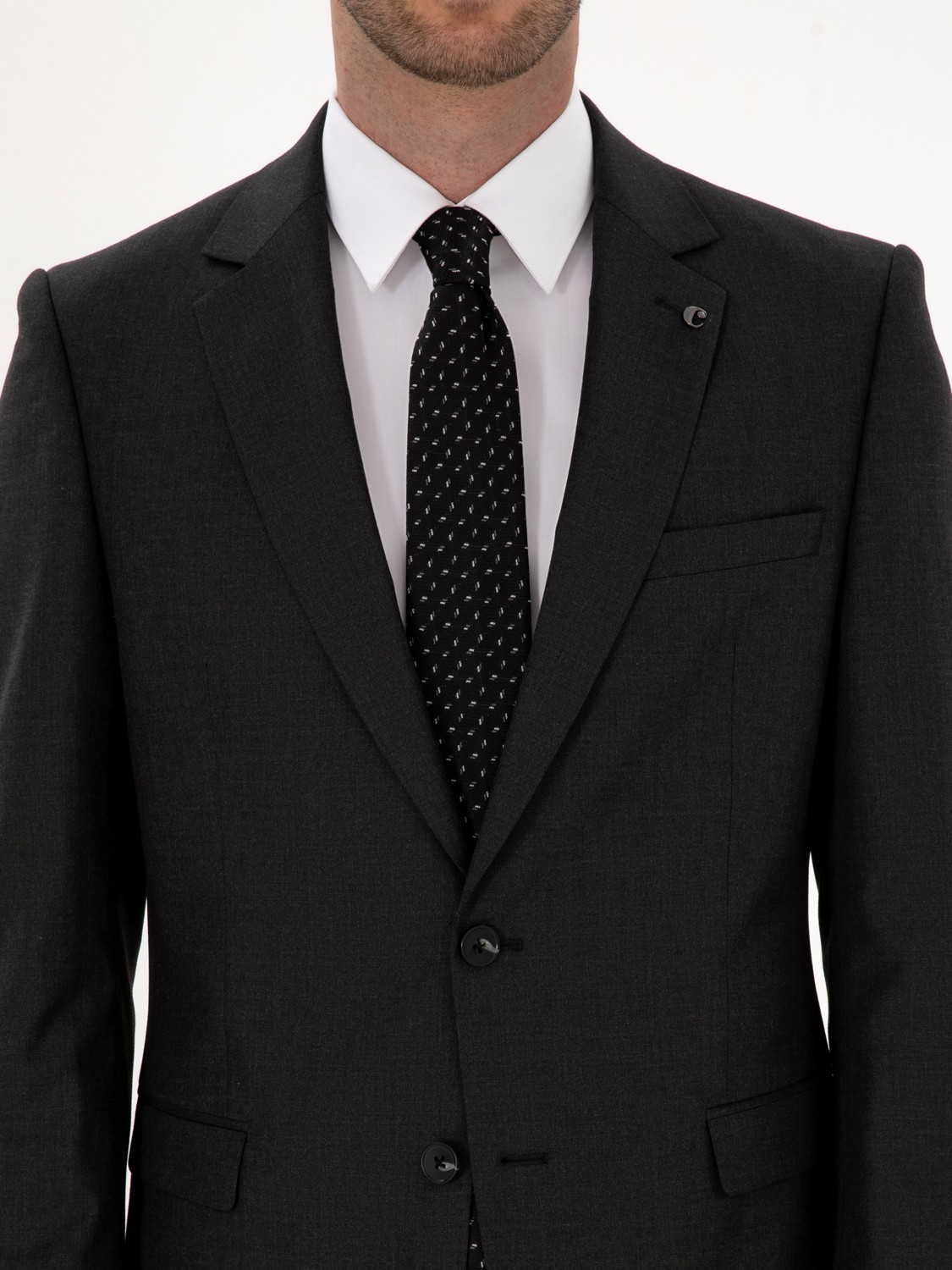 Cacharel Erkek Füme Slim Fit Mikro Desenli Yün Karışımlı Takım Elbise 50318061-VR058 görsel 7