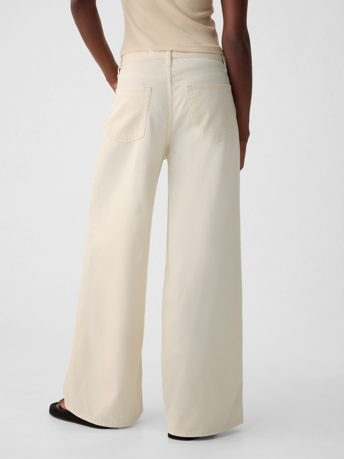 Gap Kadın Kırık Beyaz Mid Rise UltraSoft Baggy Jean Pantolon görsel 8