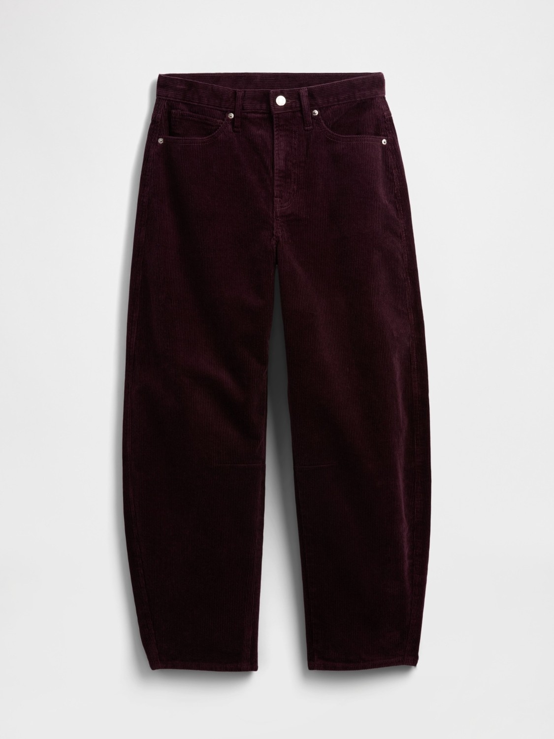 Gap Kadın Bordo High Rise Barrel Kadife Pantolon görsel 2