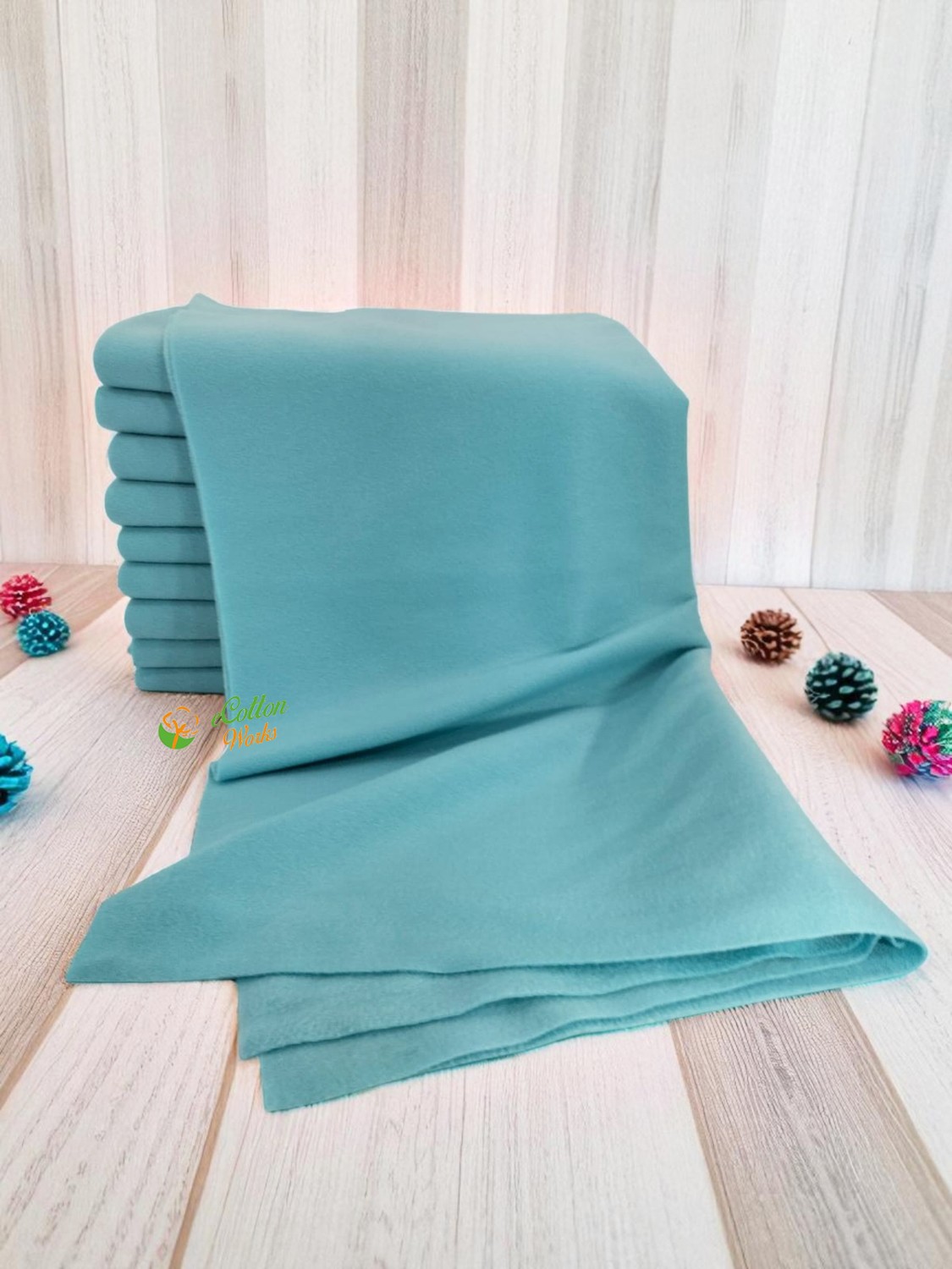 Ecotton Works Açık Turkuaz Polar Şal Cafe Restaurant Otel Şal 10 Adet görsel 2