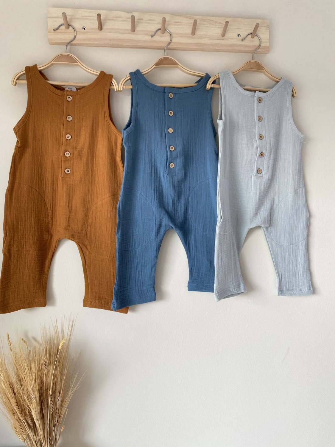 Key Kids Açık Mavi Müslin Tulum Salopet Yazlık Askılı %100 Pamuk görsel 2