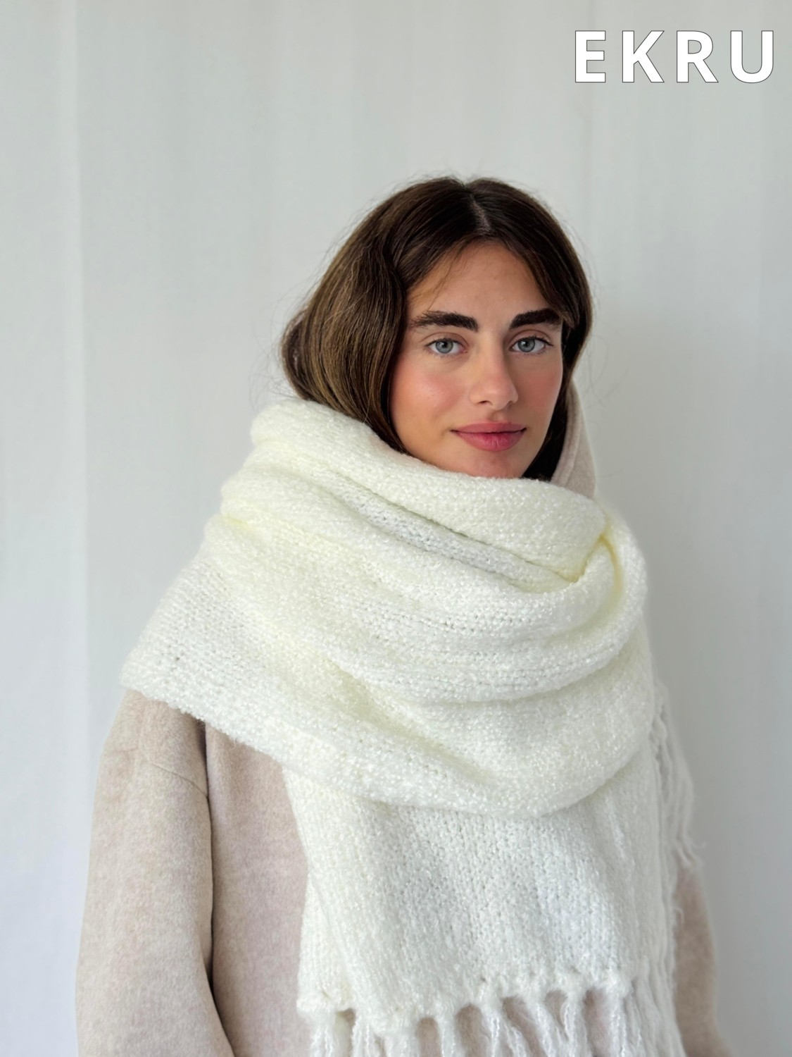 Retrobird Büyük Boy Soft Örgü Atkı Kadın Lacivert görsel 8