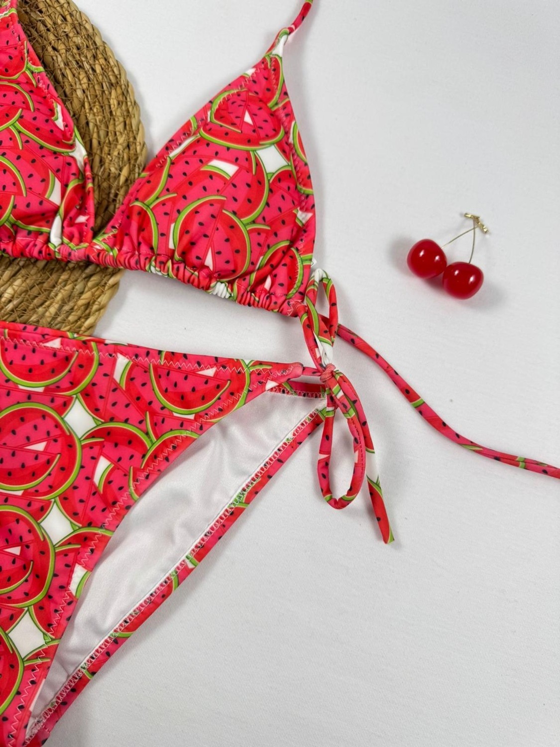 Xorvio Kadın Üçgen Bikini Takım Likralı Esnek Yandan Boyundan Bağlamalı Şık Ipli