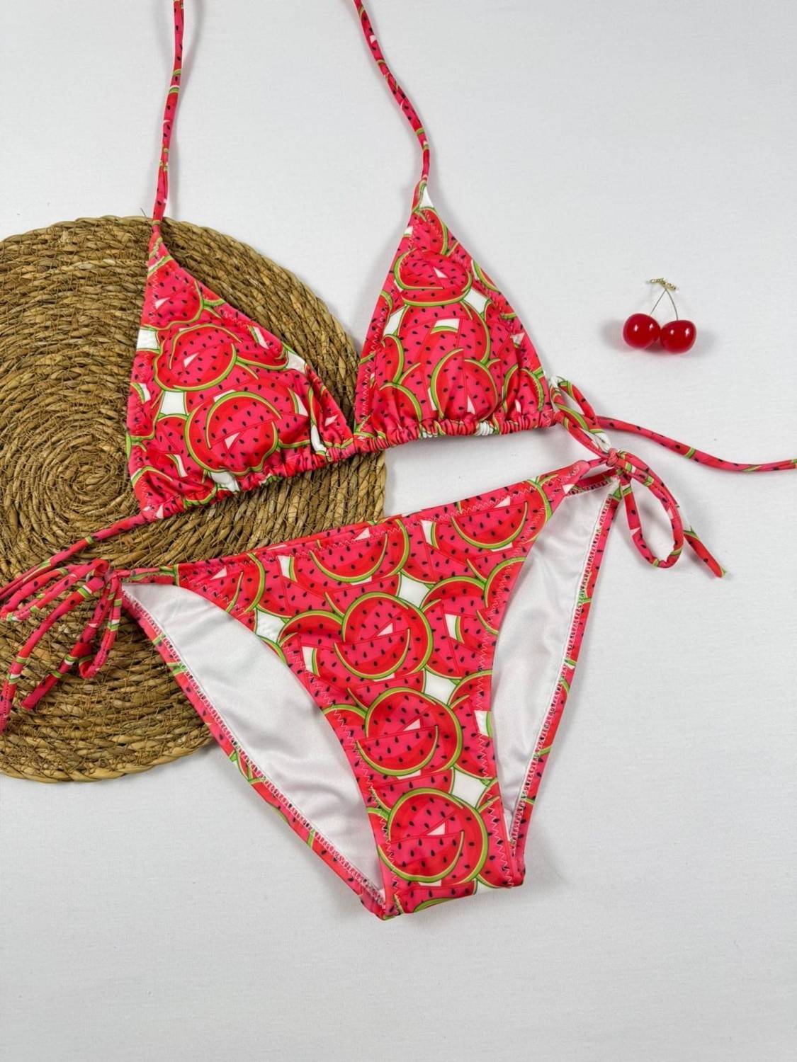 Xorvio Kadın Üçgen Bikini Takım Likralı Esnek Yandan Boyundan Bağlamalı Şık Ipli görsel 2