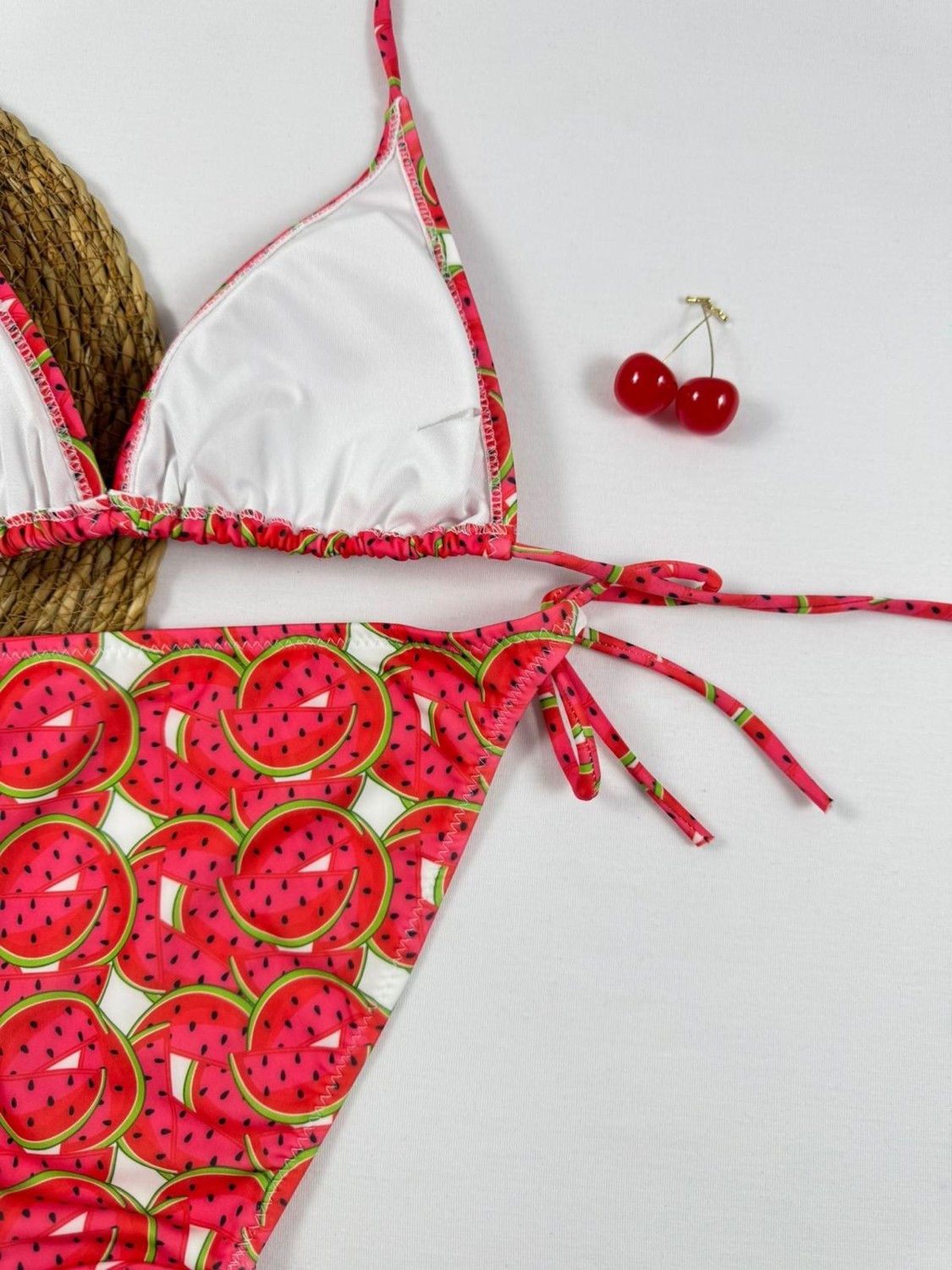 Xorvio Kadın Üçgen Bikini Takım Likralı Esnek Yandan Boyundan Bağlamalı Şık Ipli görsel 3