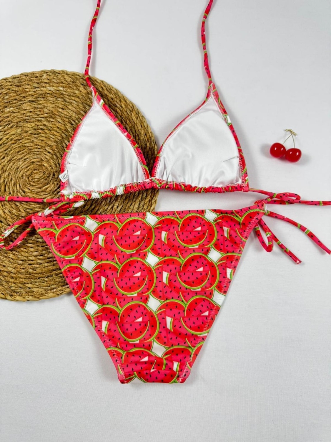 Xorvio Kadın Üçgen Bikini Takım Likralı Esnek Yandan Boyundan Bağlamalı Şık Ipli görsel 4
