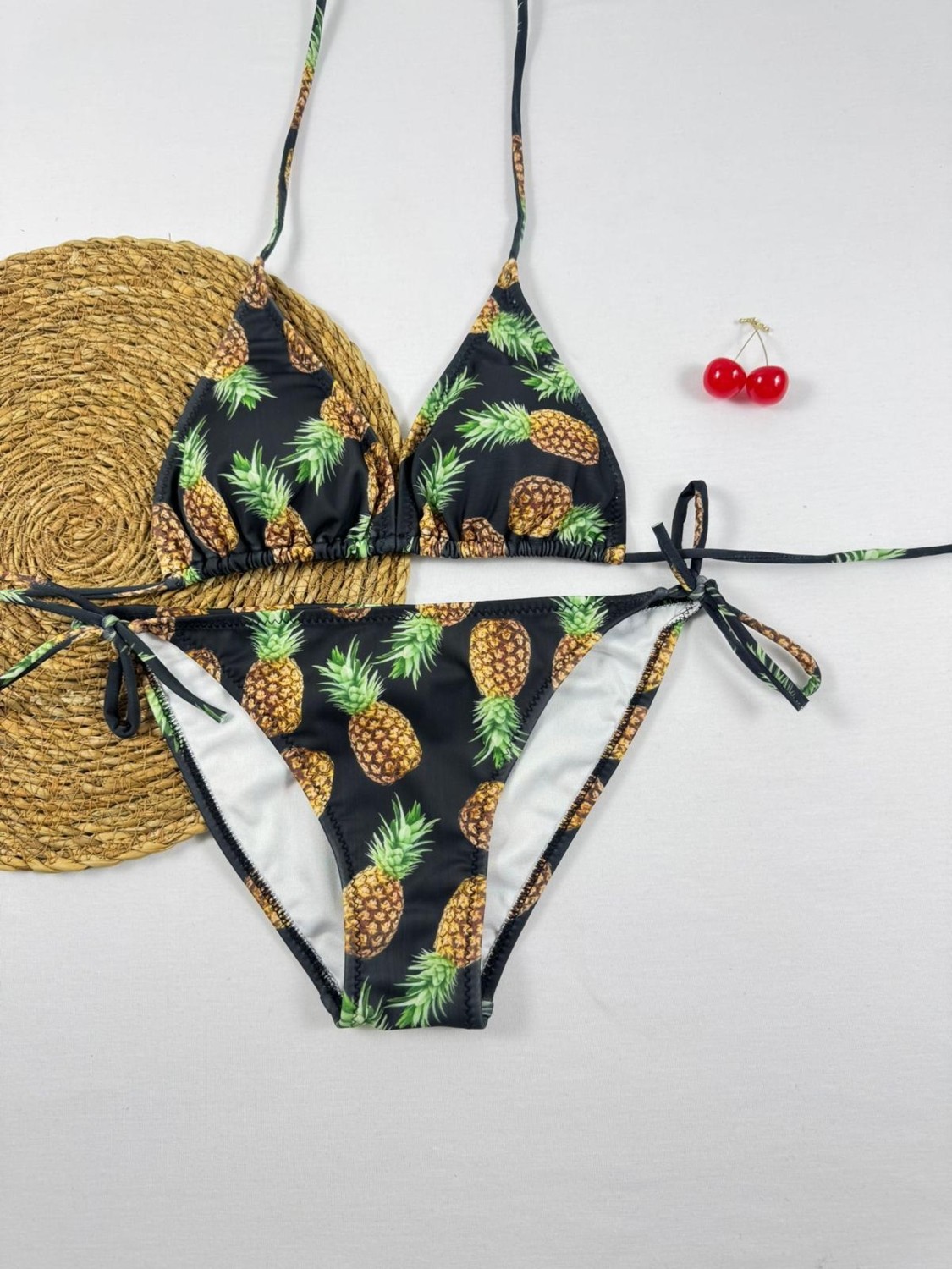 Xorvio Kadın Üçgen Bikini Takım Likralı Esnek Yandan Boyundan Bağlamalı Şık Ipli