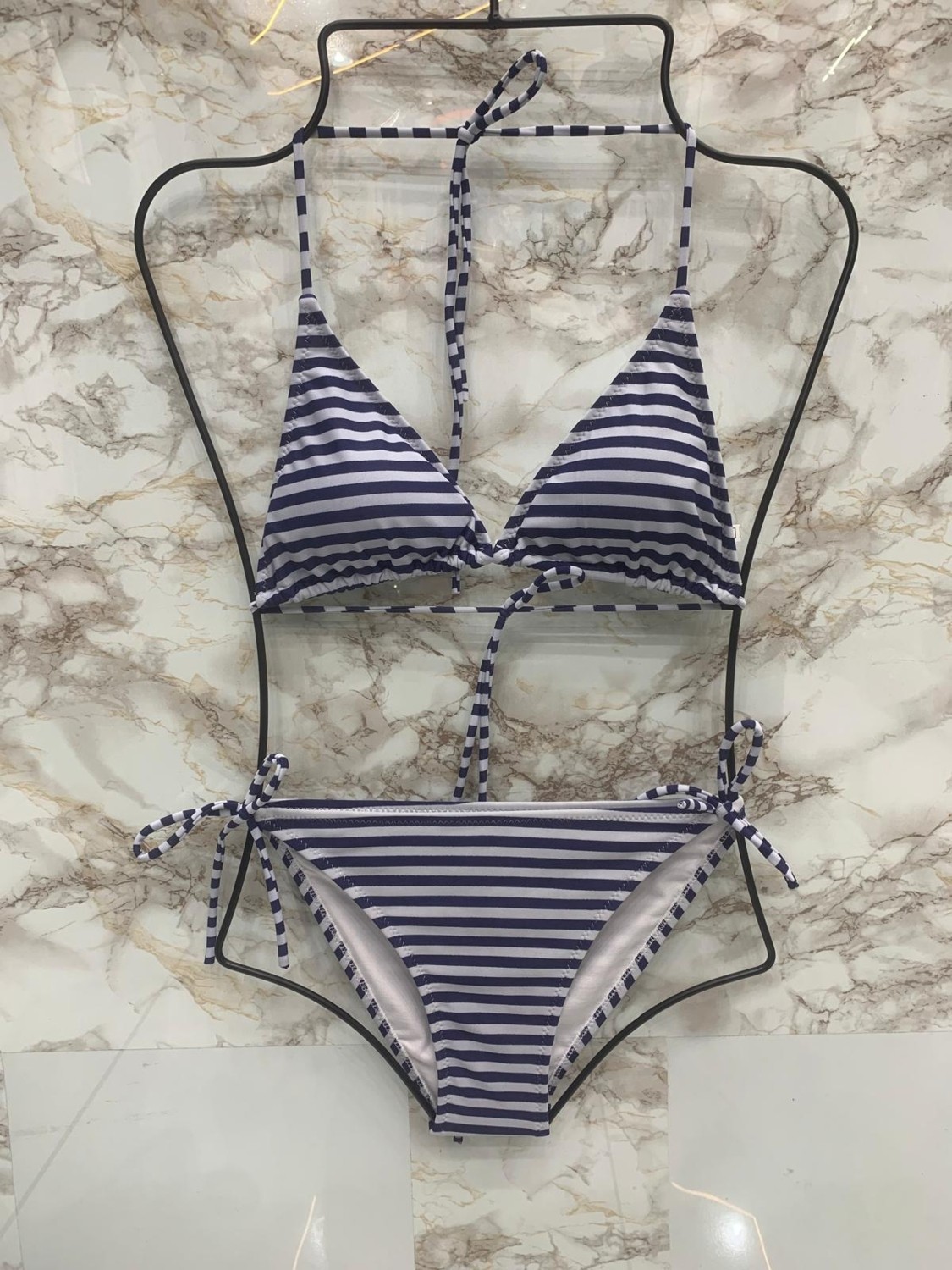 Xorvio Kadın Üçgen Bikini Takım Likralı Esnek Yandan Boyundan Bağlamalı Şık Ipli