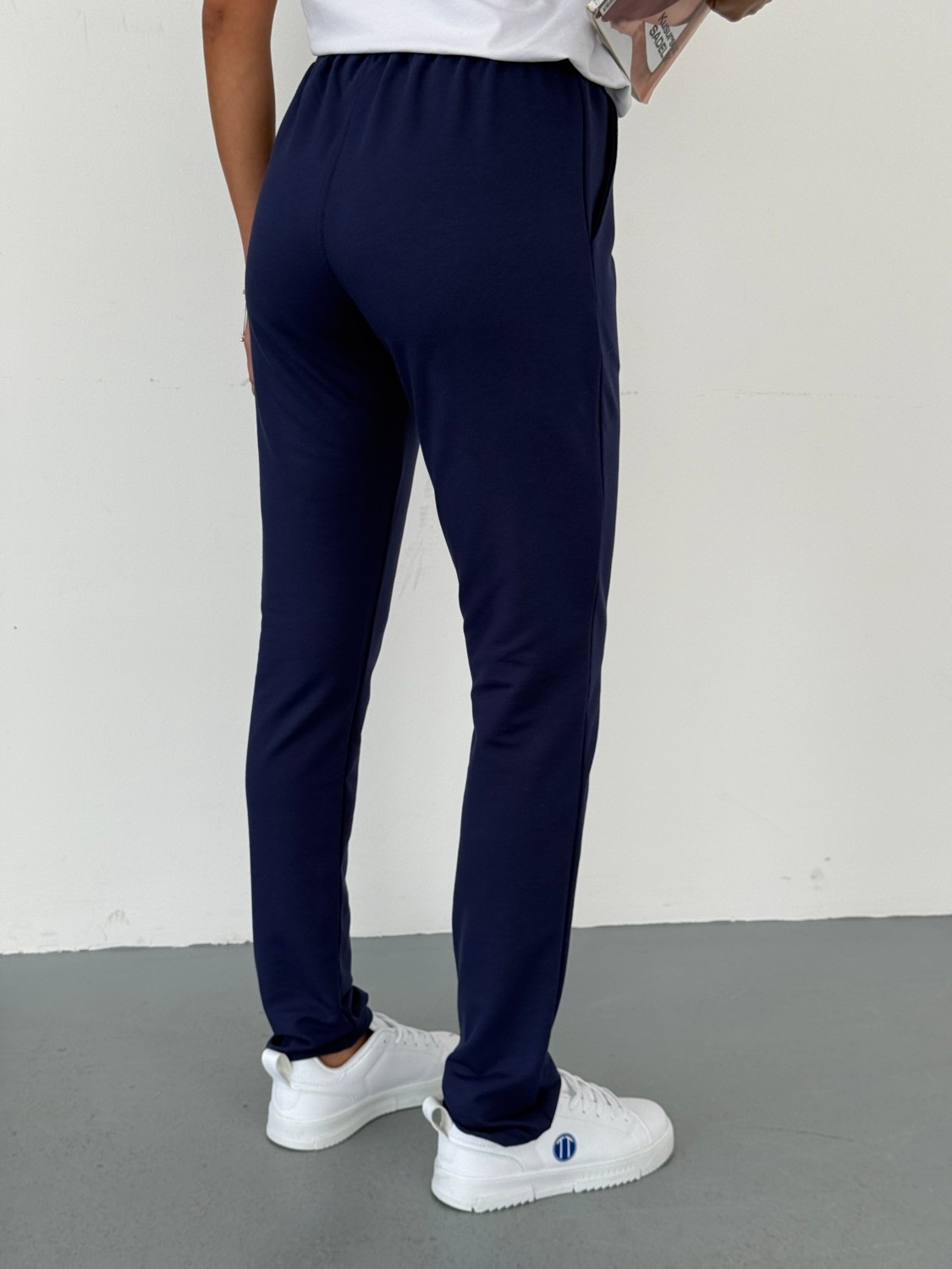 Tree Tone Unisex Beli Bağlamalı Pamuklu Reçmeli Paça Iki Iplik Lacivert Eşofman Altı görsel 8