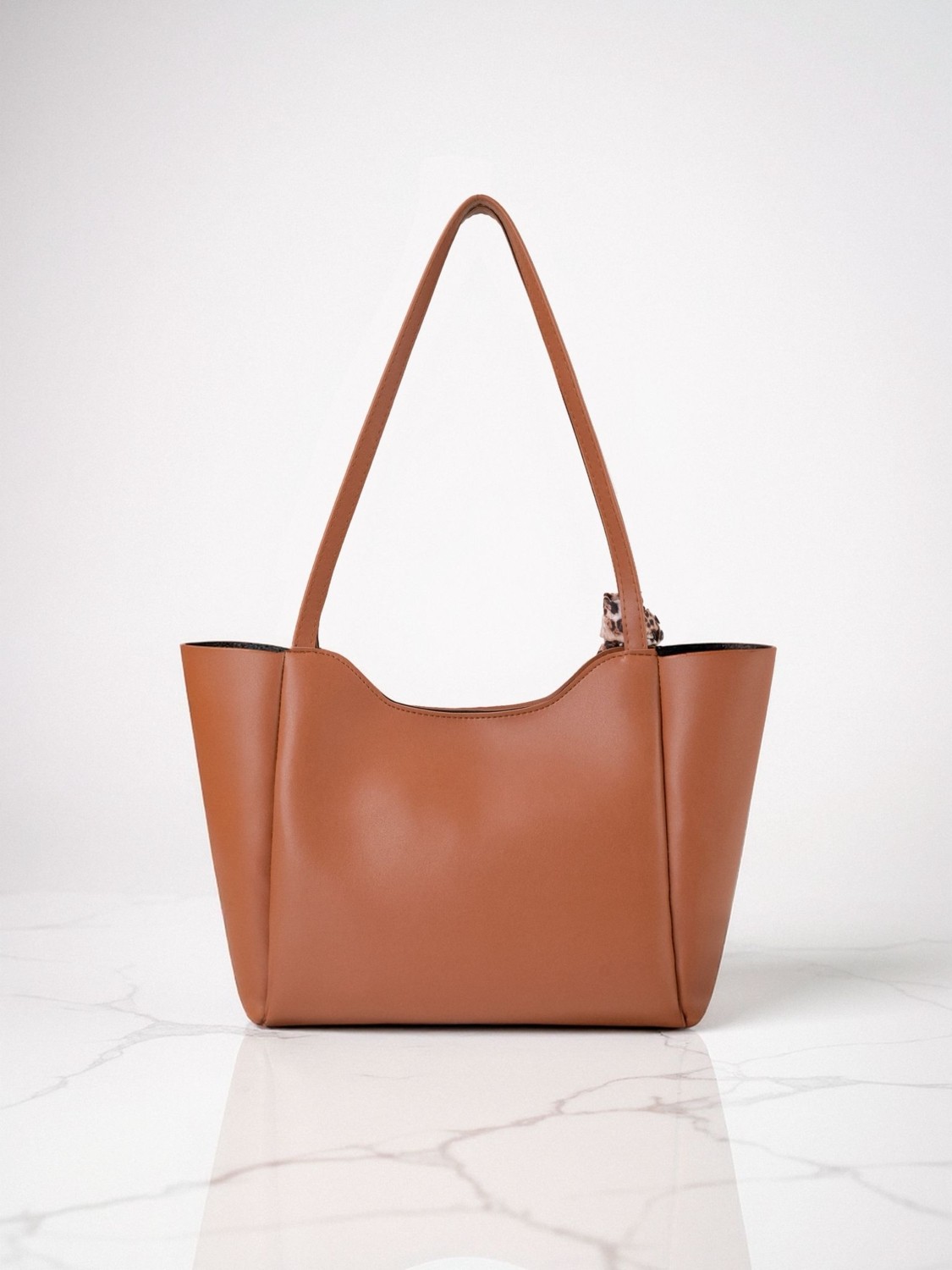 Mojeva Lumi Kadın Fular Hediyeli Fermuarlı Mıknatıs Kapamalı Shopper El ve Omuz Çantası görsel 3