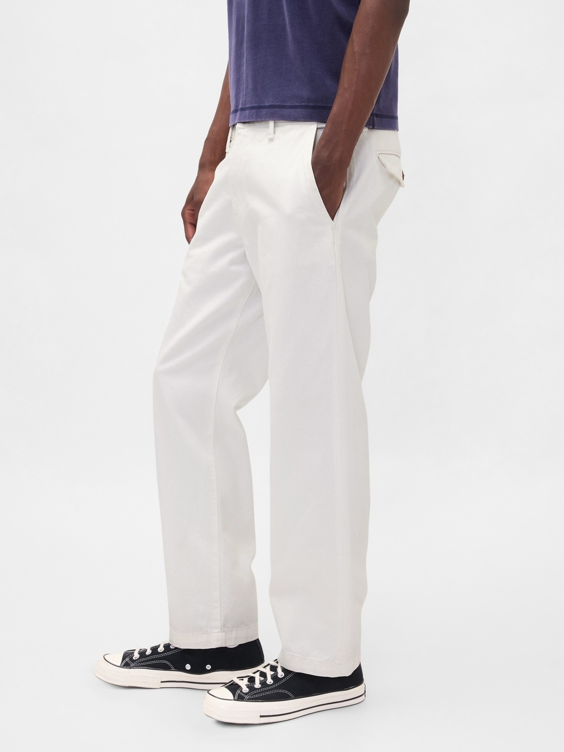 Gap Erkek Beyaz Relaxed Straight Pantolon Jean görsel 5