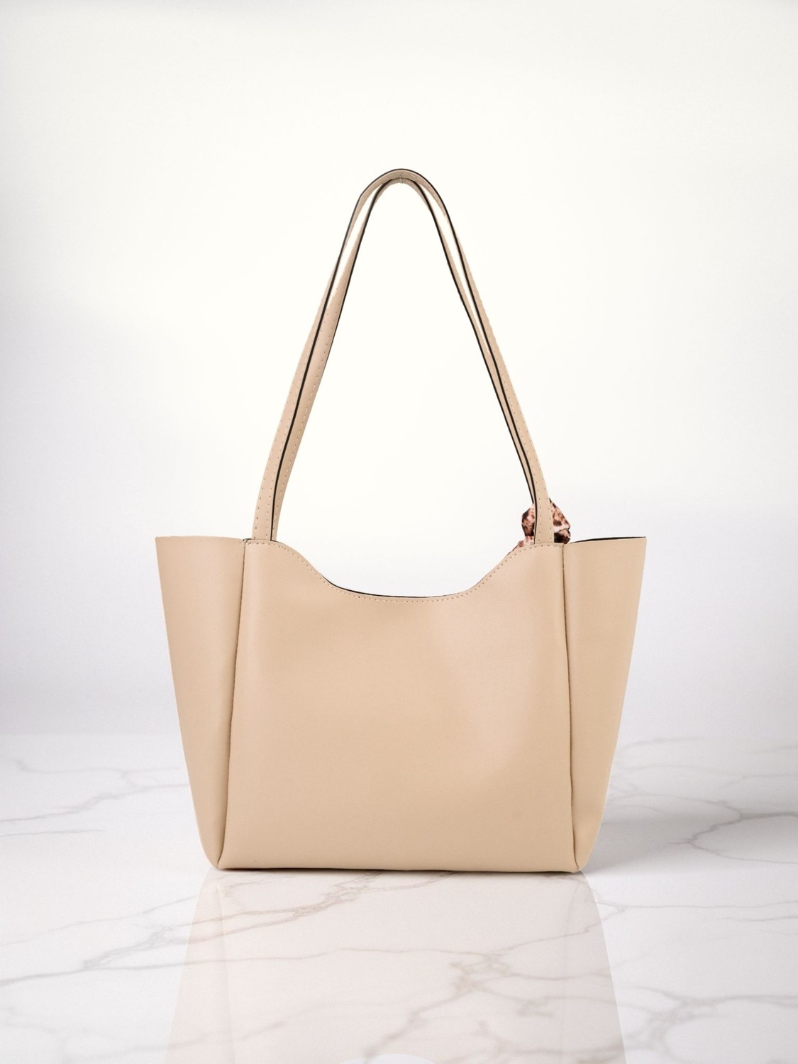 Mojeva Lumi Kadın Fular Hediyeli Fermuarlı Mıknatıs Kapamalı Shopper El ve Omuz Çantası görsel 8