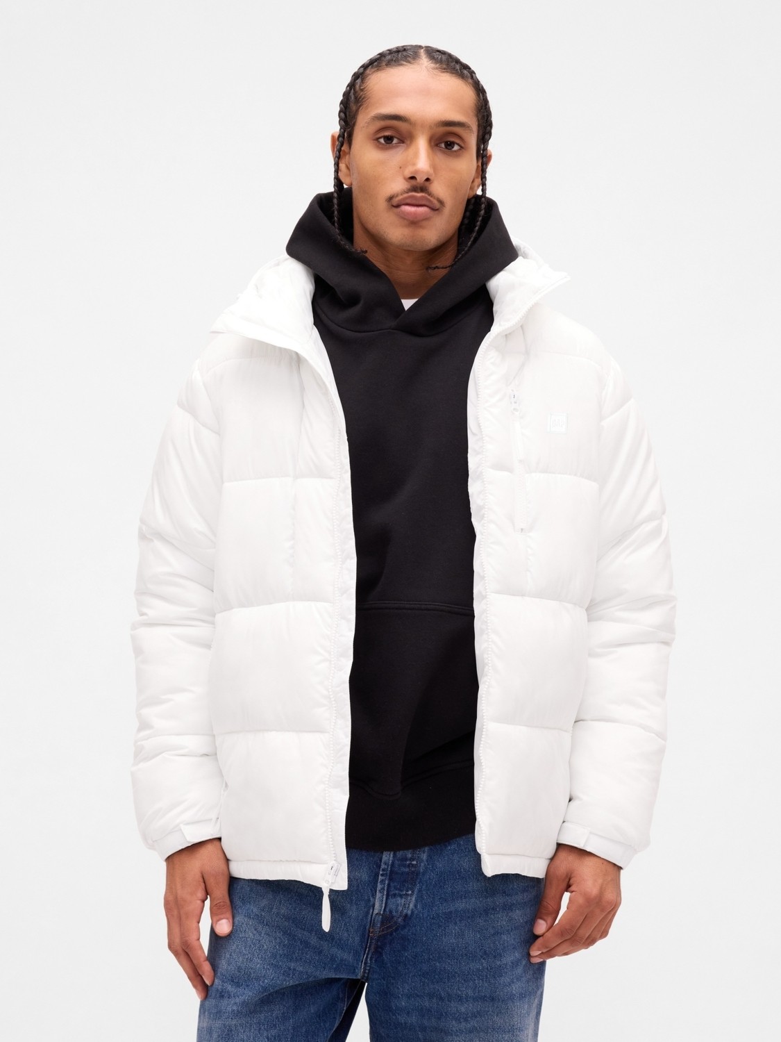 Gap Erkek Beyaz Geri Dönüştürülmüş Heavyweight Şişme Puffer Şişme Mont