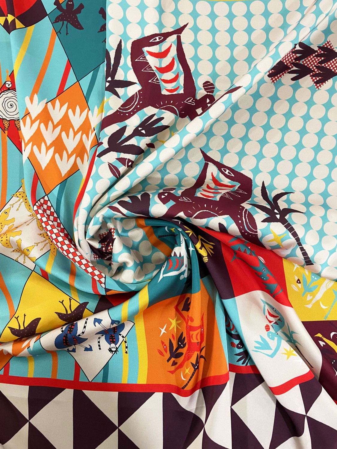 Bolder Nil Scarf Brown/ecru 70*70 cm Fular Eşarp görsel 7