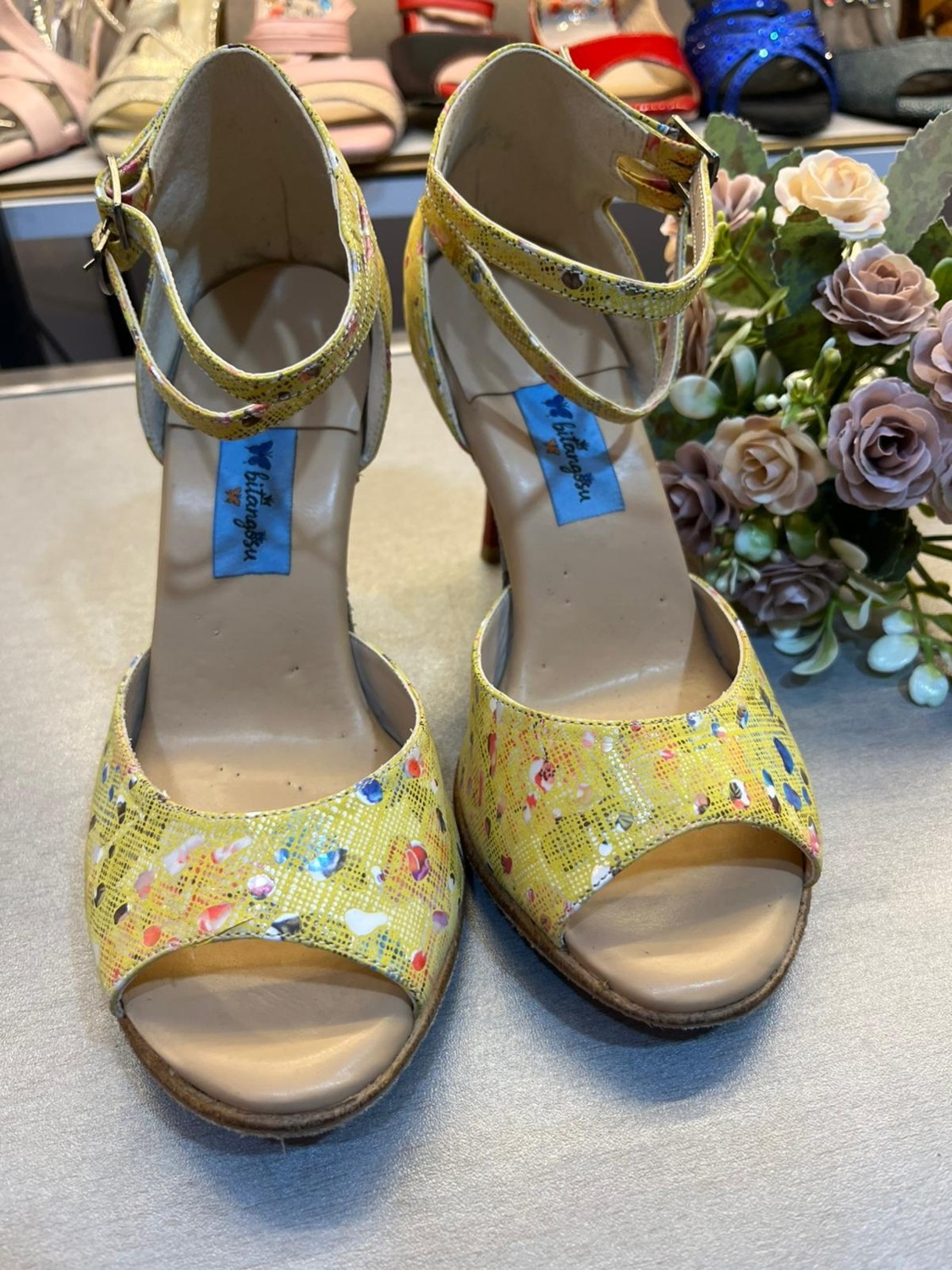 Bitangosu “yellow Art” Bilekten Çift Atkılı Sarı 8,5 cm 13 Pont Kapalı Topuk Tango, Dans ve Salon Ayakkabısı görsel 7