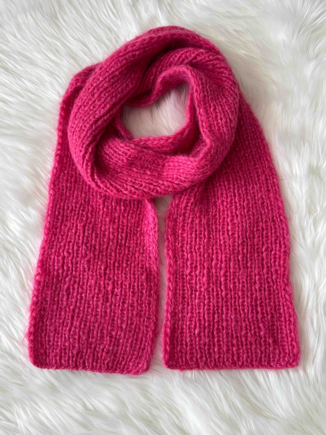 A&D Handmade El Örgüsü Moher Yün Ip Kadın Atkı görsel 2