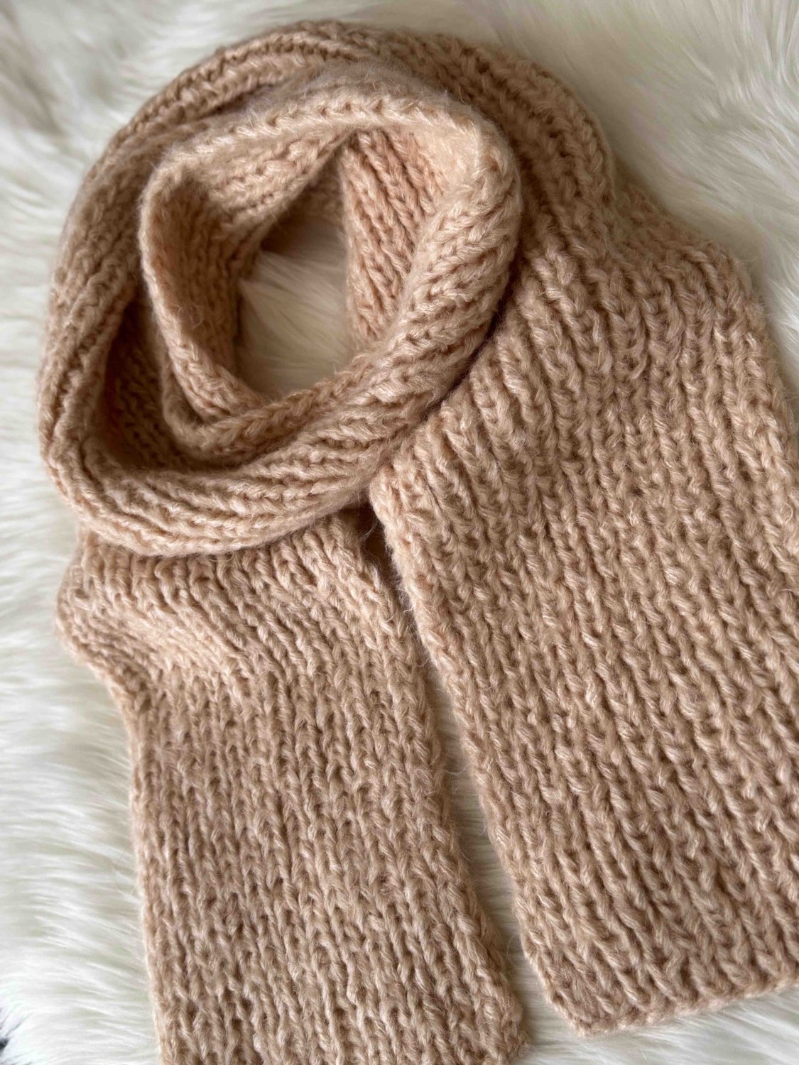 A&D Handmade El Örgüsü Moher Yün Ip Kadın Atkı görsel 3