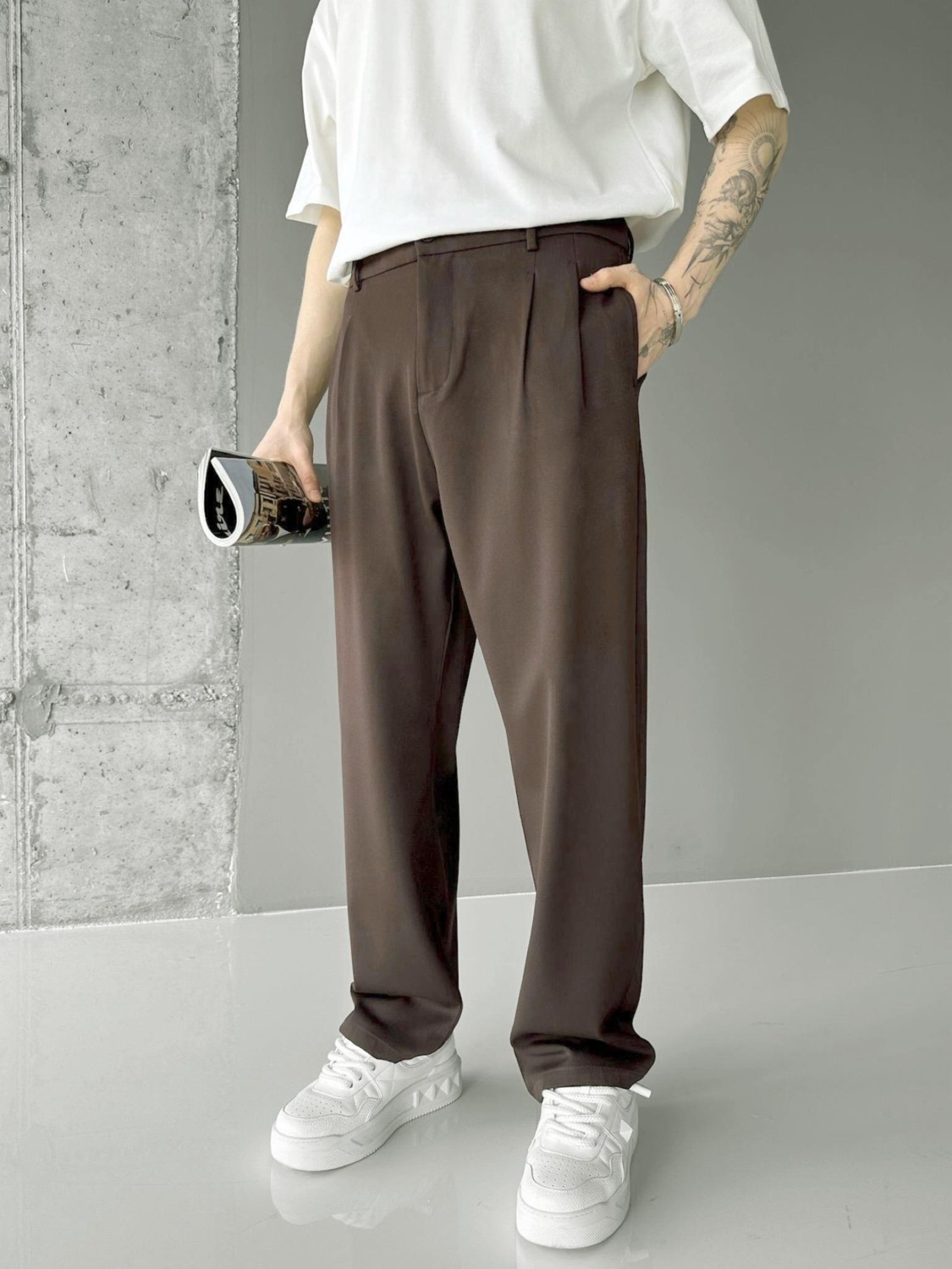 Abluka Online Erkek Baggy Fit Kumaş Pantolon Siyah görsel 6