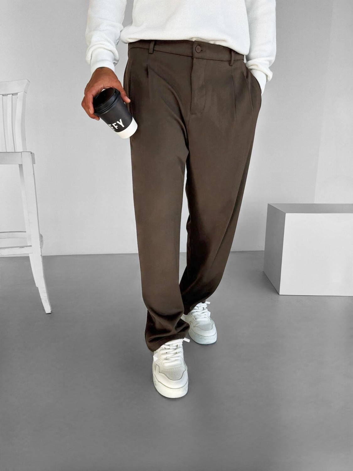 Abluka Online Erkek Baggy Fit Kumaş Pantolon Siyah görsel 7