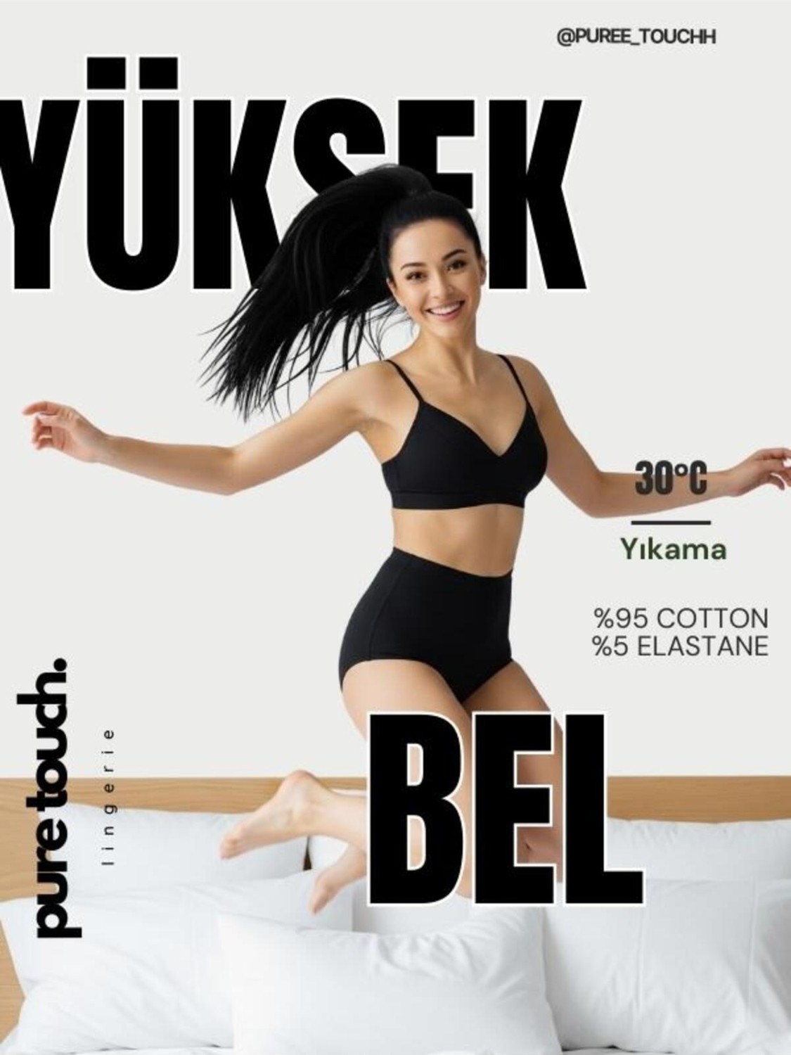 aura pure touch Kadın Yüksek Bel Külot 5'li Paket/siyah görsel 8