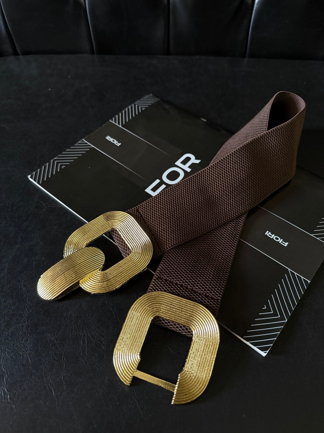 Fiori Gold Tokalı Geçmeli Elastik Kadın Kemeri, Ceket Kemeri, Gömlek Kemeri, Elbise Kemeri
