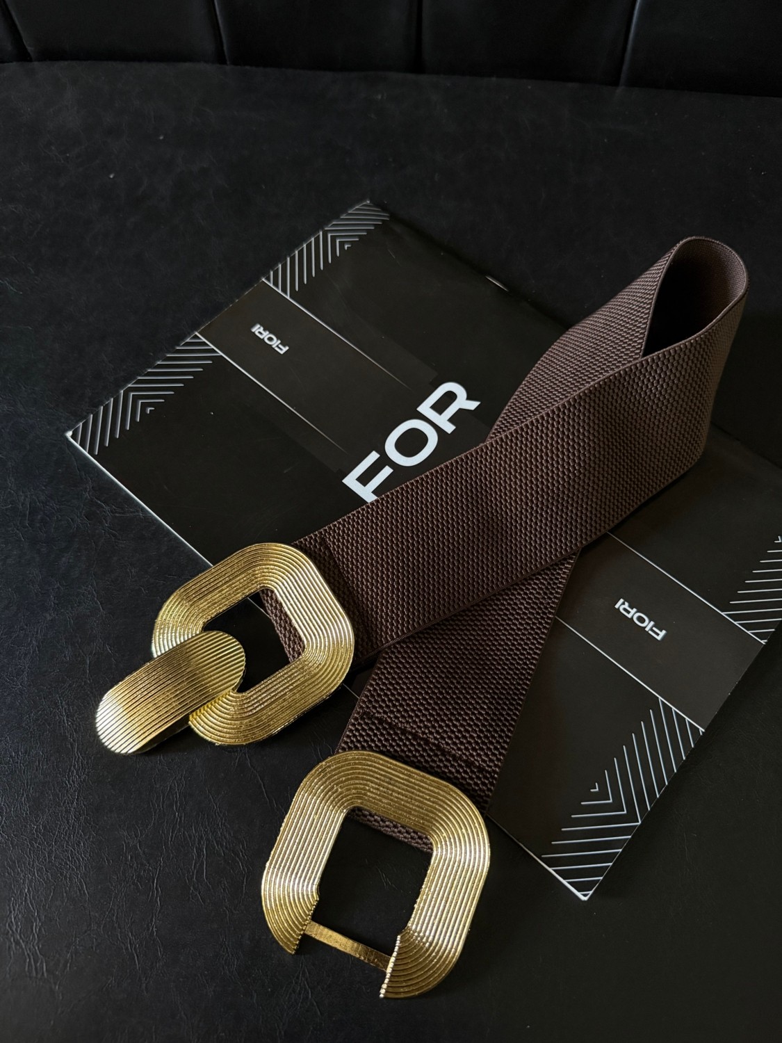 Fiori Gold Tokalı Geçmeli Elastik Kadın Kemeri, Ceket Kemeri, Gömlek Kemeri, Elbise Kemeri görsel 2