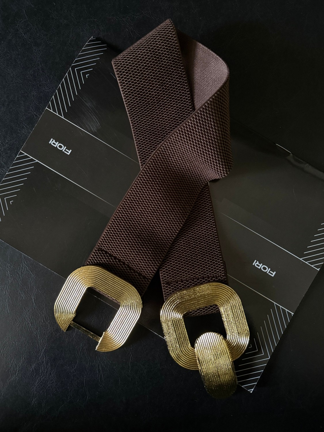 Fiori Gold Tokalı Geçmeli Elastik Kadın Kemeri, Ceket Kemeri, Gömlek Kemeri, Elbise Kemeri görsel 3