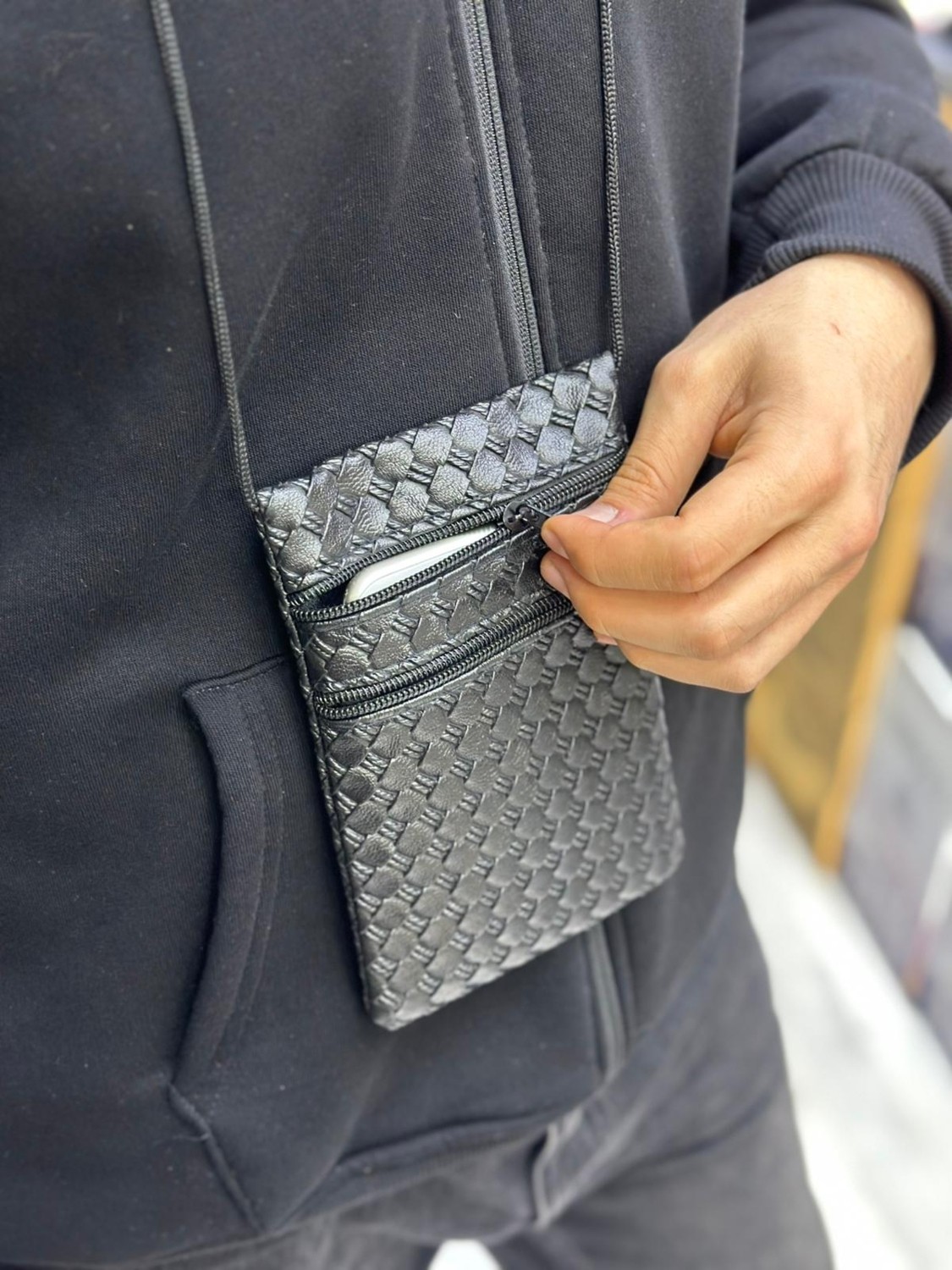 MEKOTEX Komando Pazarı Hac ve Umre Için Boyuna Asmalı Deri Çanta /cüzdan- Çok Cepli, Fermuarlı, Seyahat Pasaport Çantası görsel 3