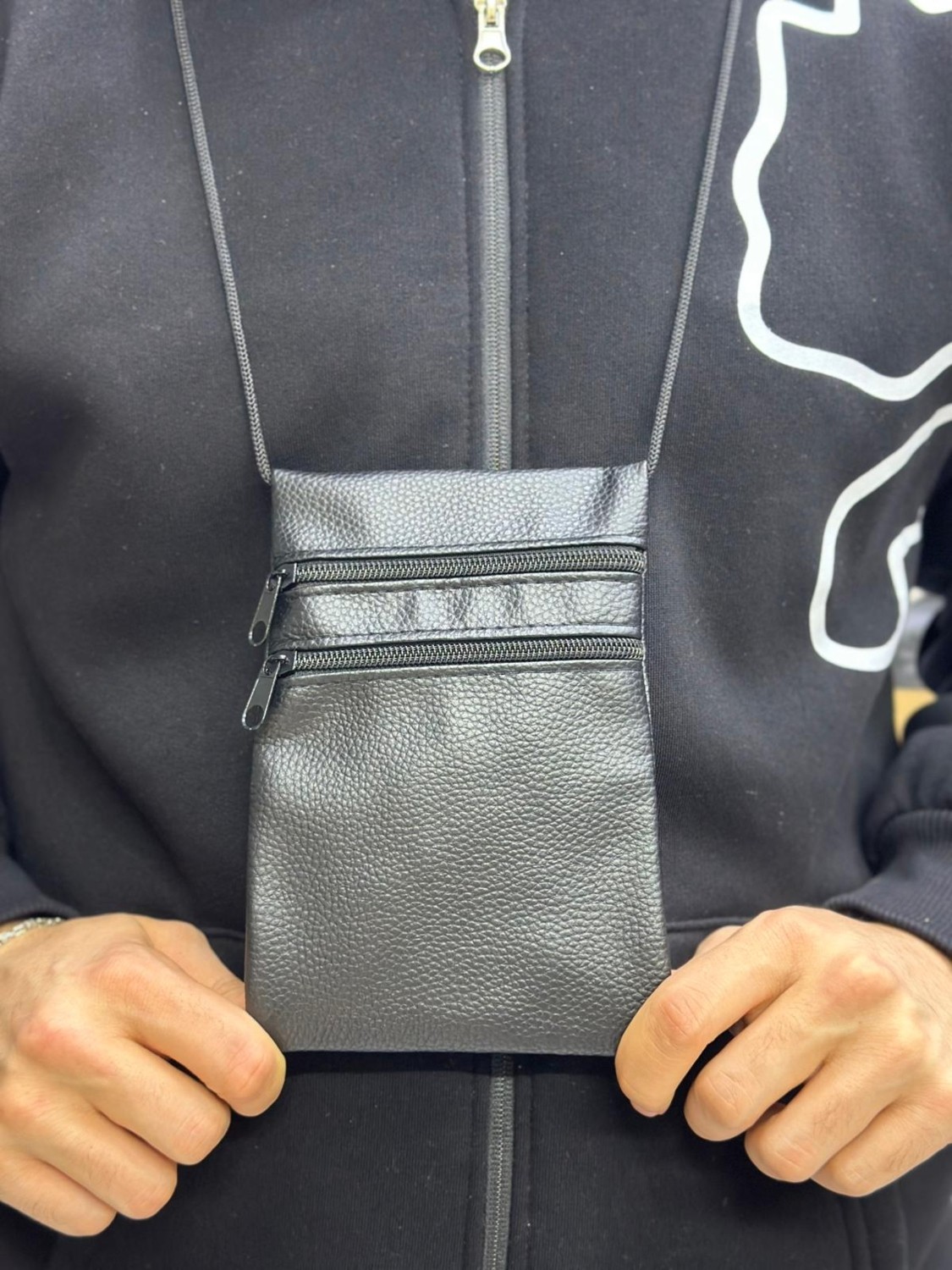 MEKOTEX Komando Pazarı Hac ve Umre Için Boyuna Asmalı Deri Çanta /cüzdan- Çok Cepli, Fermuarlı, Seyahat Pasaport Çantası görsel 6