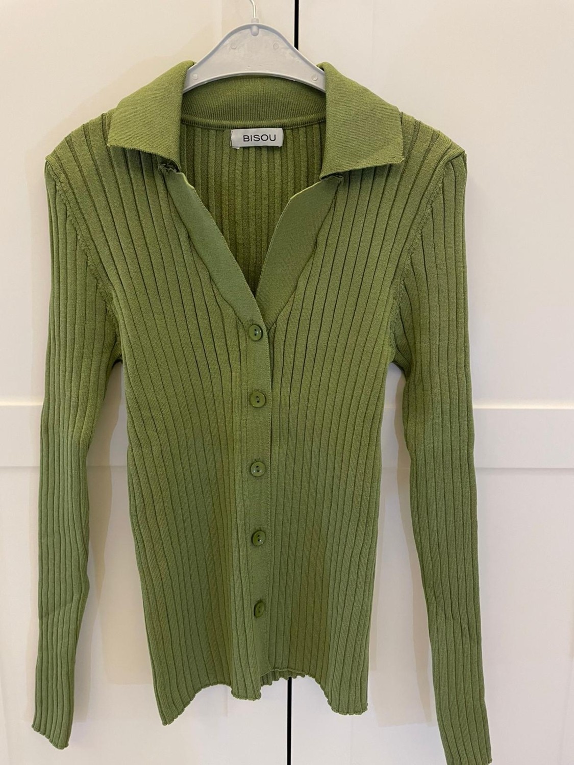 Nihanello Butik Zeytinyağı Yeşilli Düğmeli Triko görsel 2