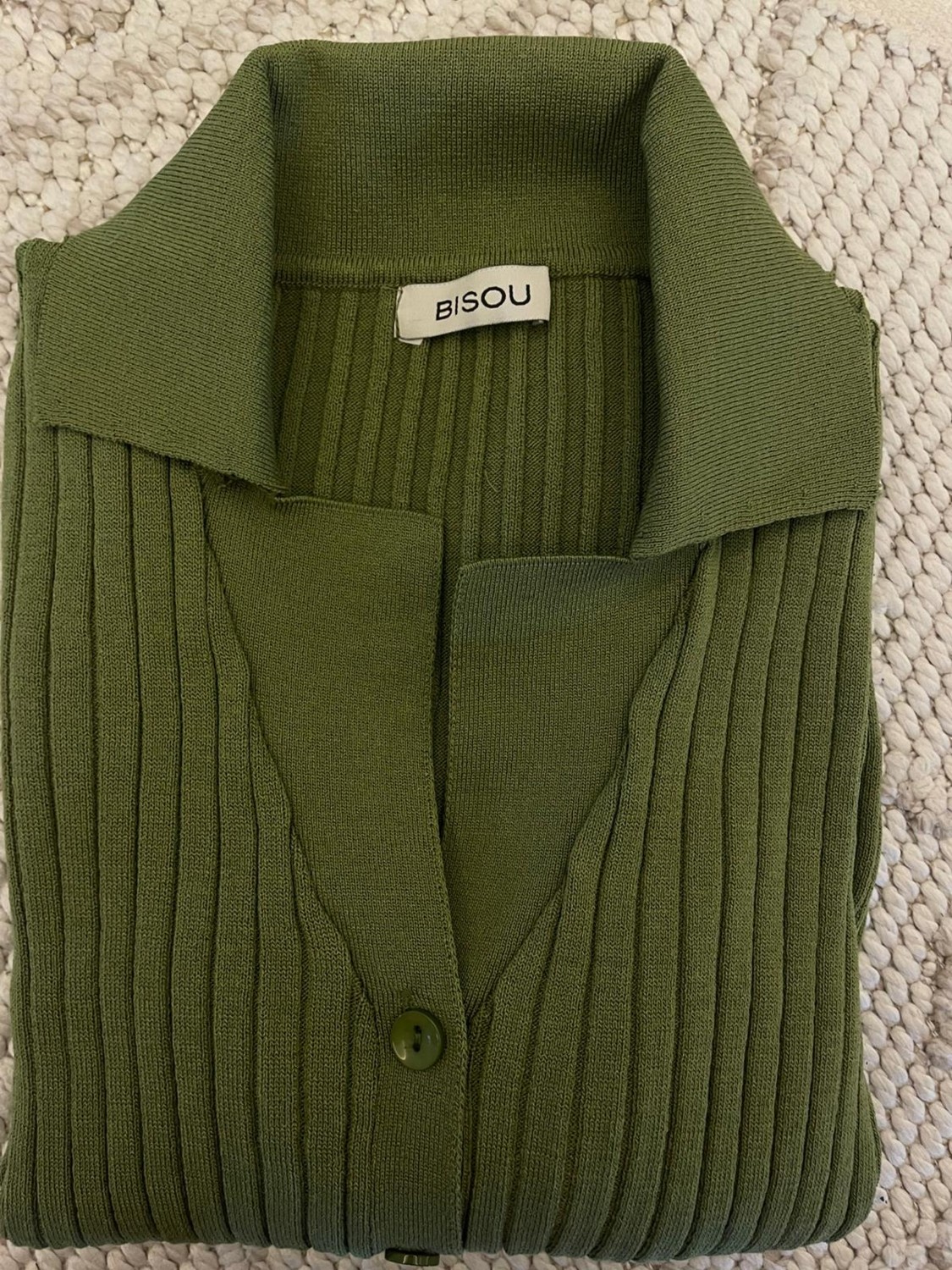 Nihanello Butik Zeytinyağı Yeşilli Düğmeli Triko görsel 3
