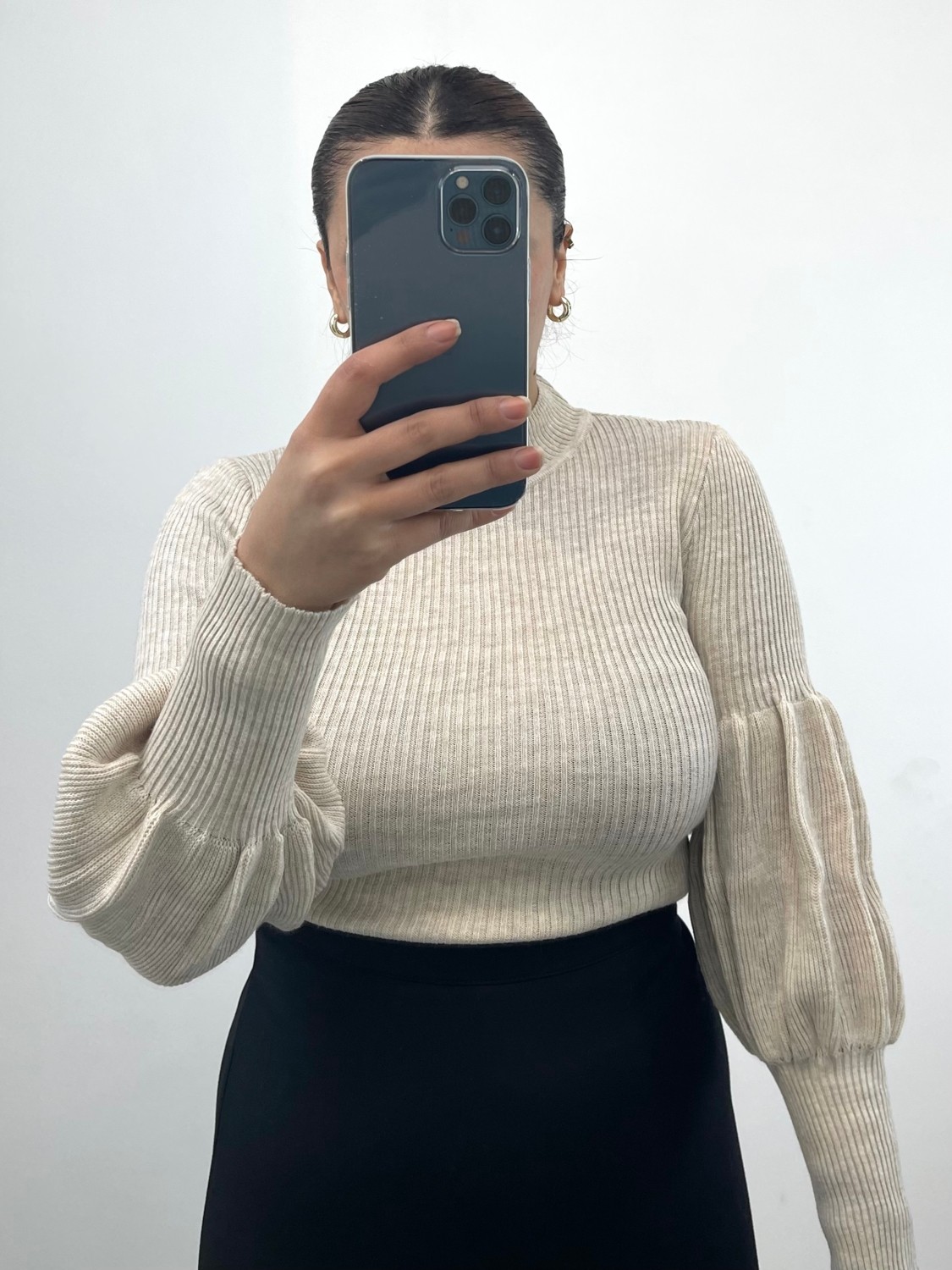 Nisum Moda Balon Kol Balıkçı Triko Body görsel 2