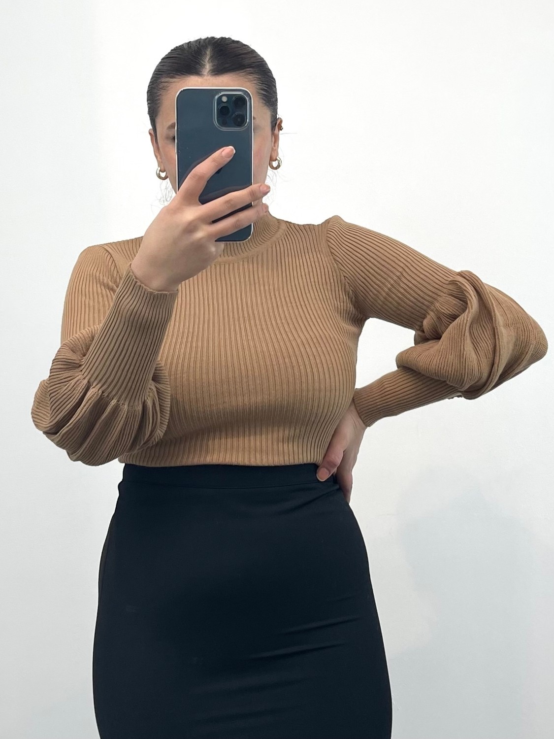Nisum Moda Balon Kol Balıkçı Triko Body görsel 4