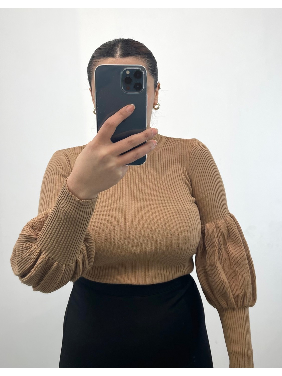Nisum Moda Balon Kol Balıkçı Triko Body görsel 5