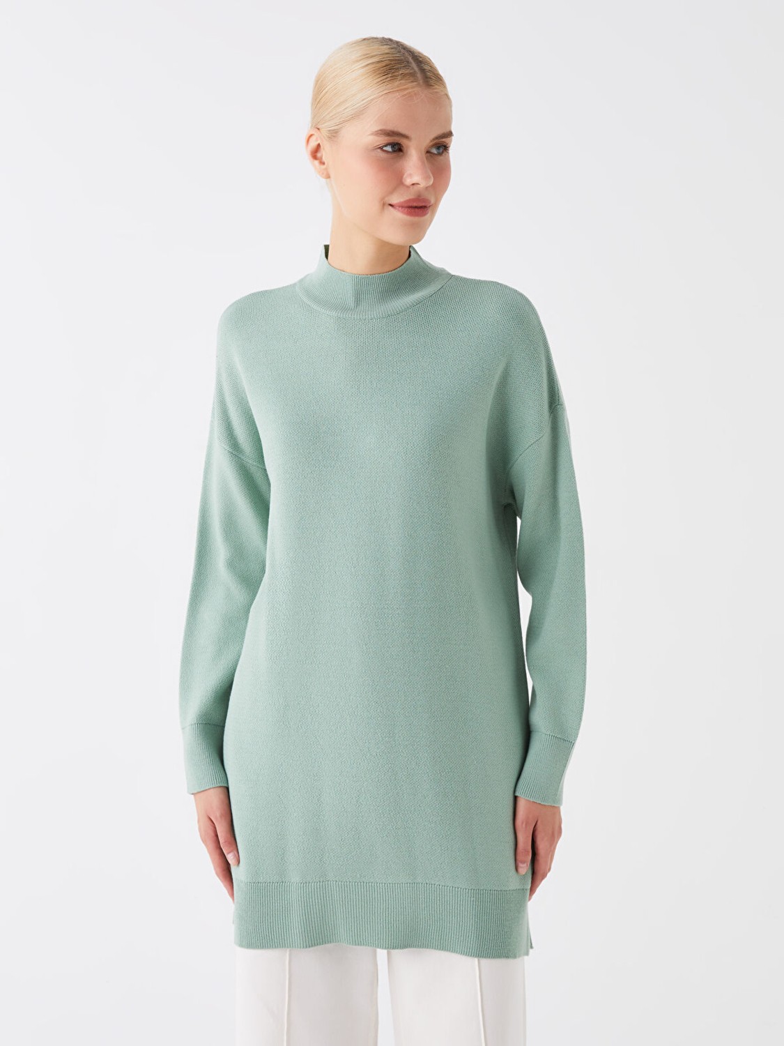 LC Waikiki Yeni Sezon Yarım Balıkçı Yaka Oversize Kadın Triko Tunik