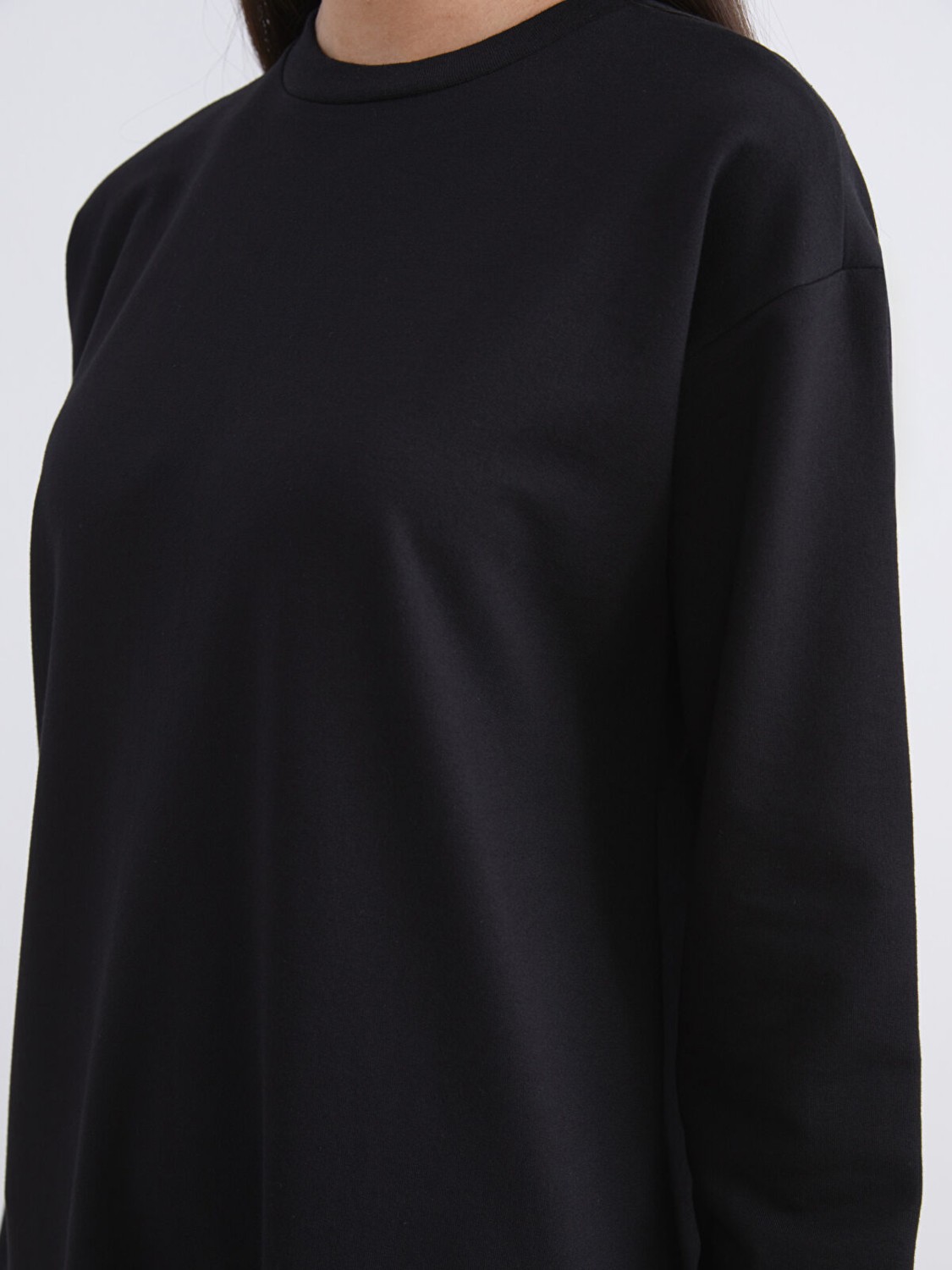 LC Waikiki Yeni Sezon Büyük Beden Bisiklet Yaka Sweatshirt Elbise görsel 5