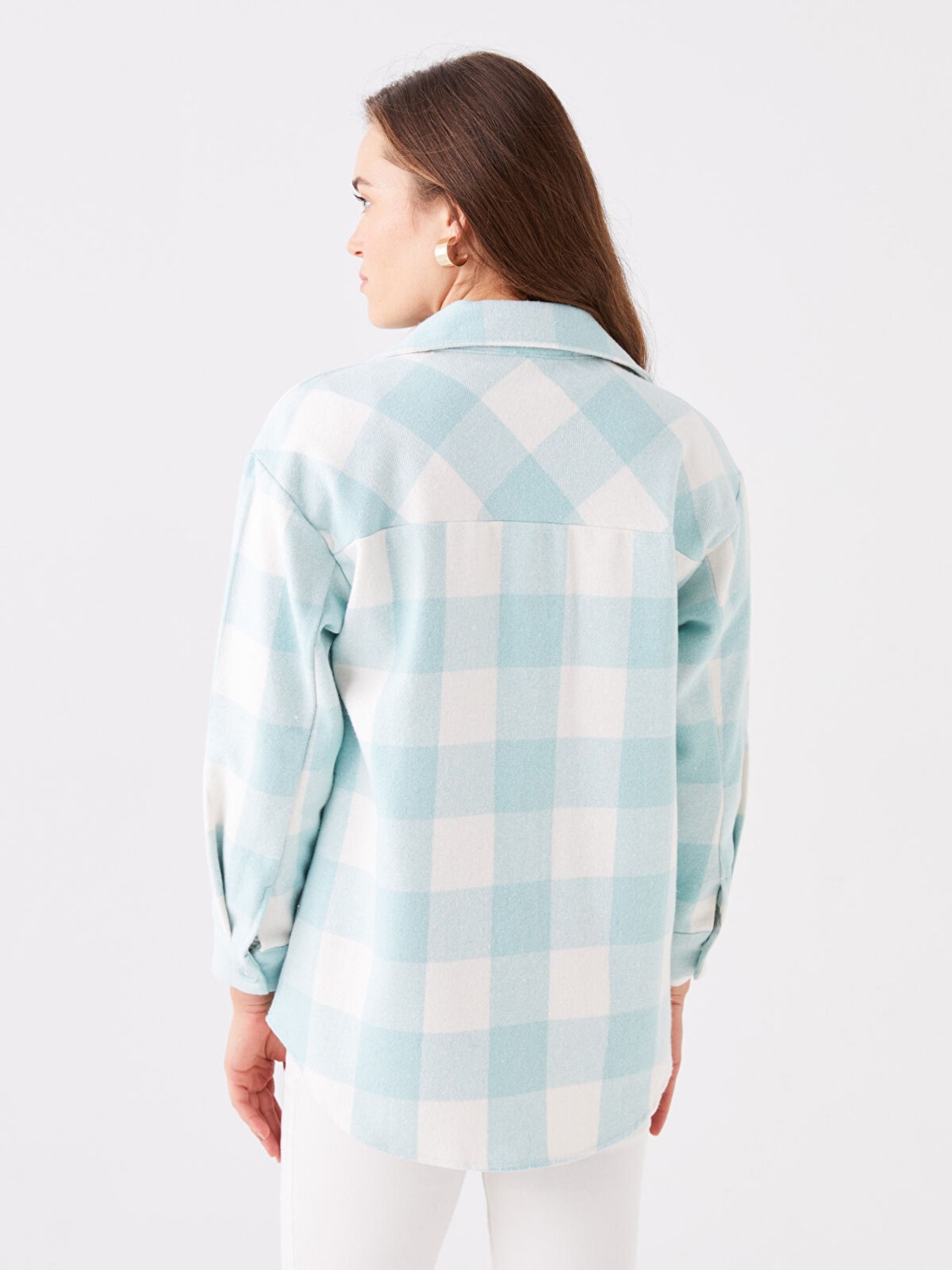 LC Waikiki Ekose Desenli Uzun Kollu Hamile Gömlek Ceket Flanel Kumaş Günlük Stil görsel 5