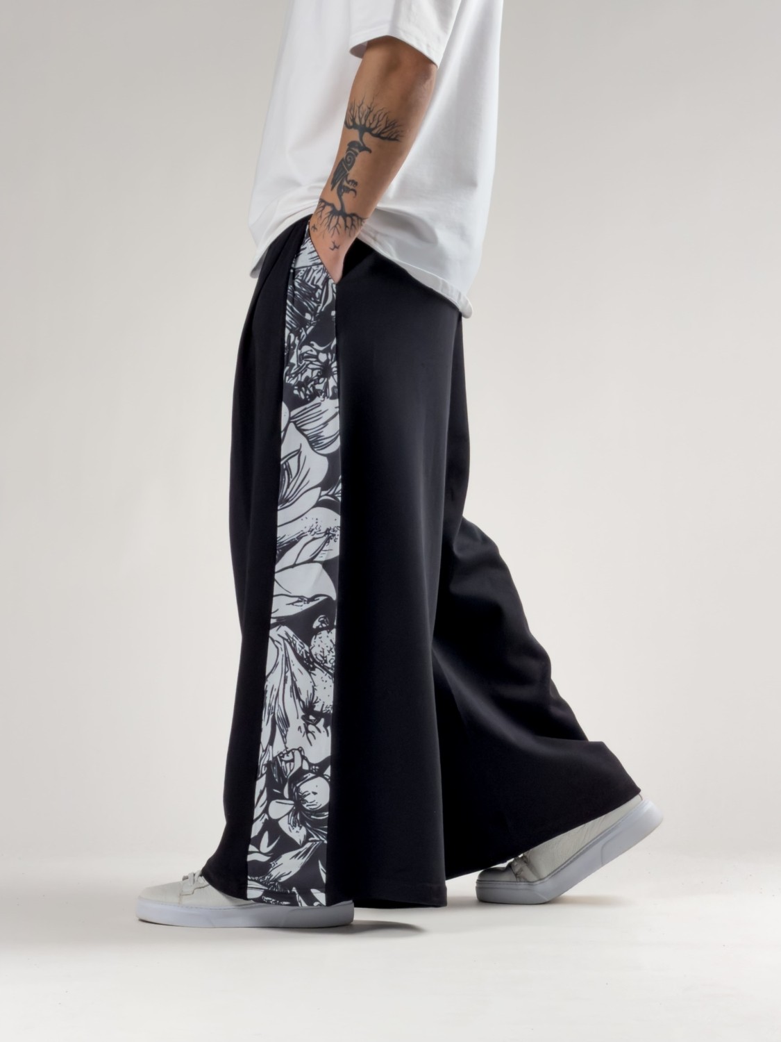 Cocopelli Desenli Siyah Oversize Erkek Pantolon COC2771 Premium Kumaş ve Bohem Stil görsel 4