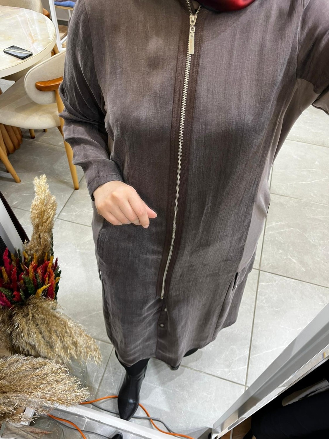 Lissmore 5956 Sahte Cep Çıtçıt Detaylı Kap Browni görsel 4