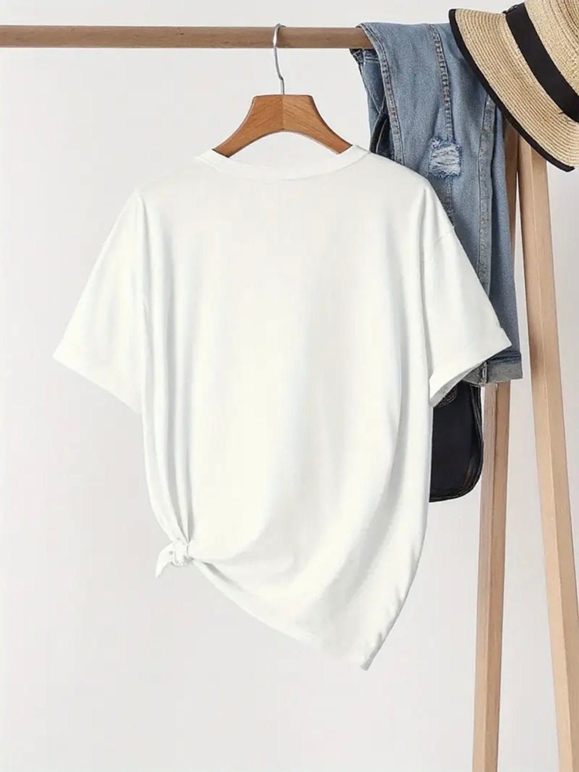 Mercoledi Denim Kedi Baskılı Oversize Bisiklet Yaka T-Shirt görsel 4