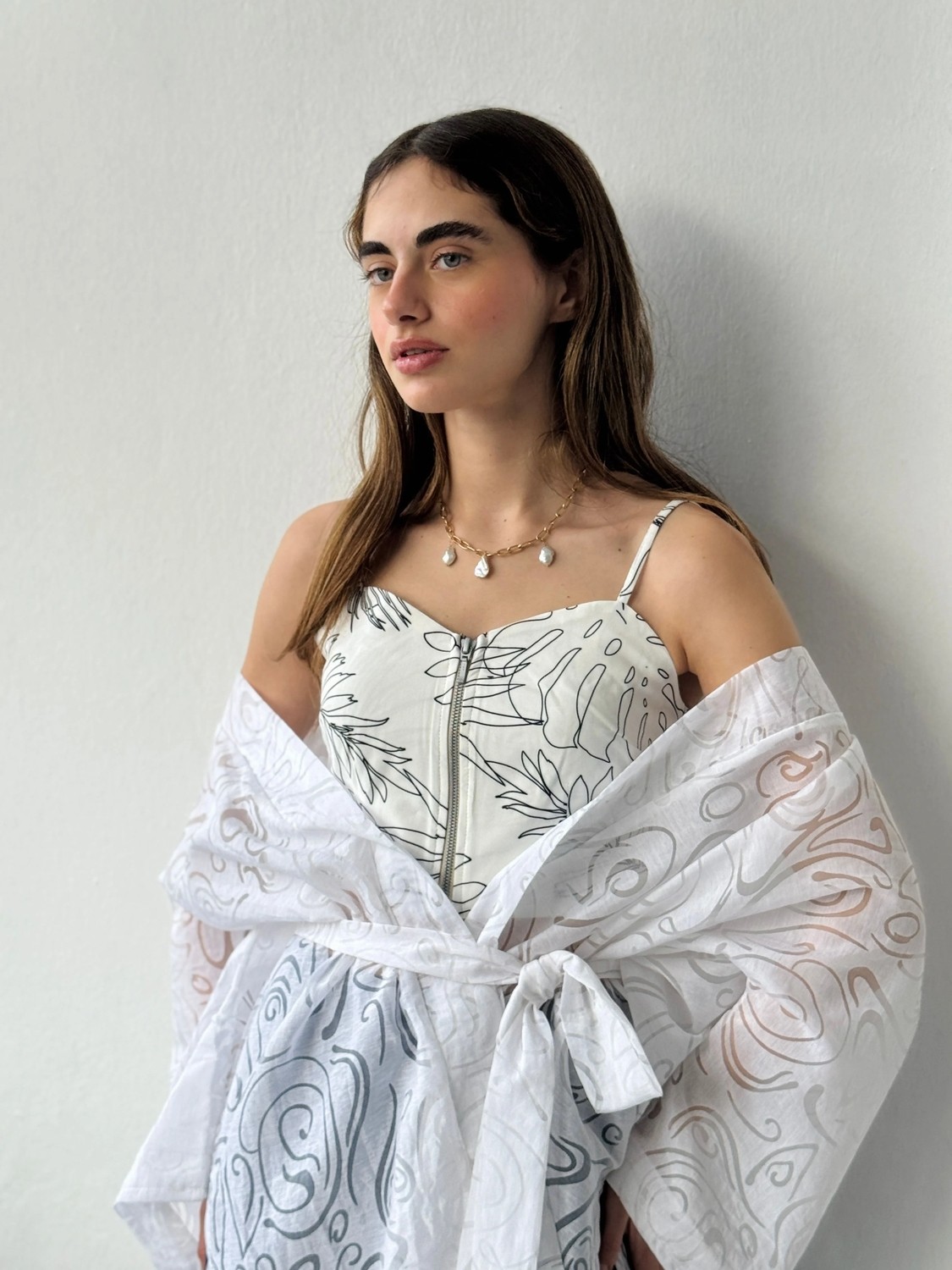 Retrobird Yakma Transparan Kumaş Kimono Kadın Beyaz görsel 2
