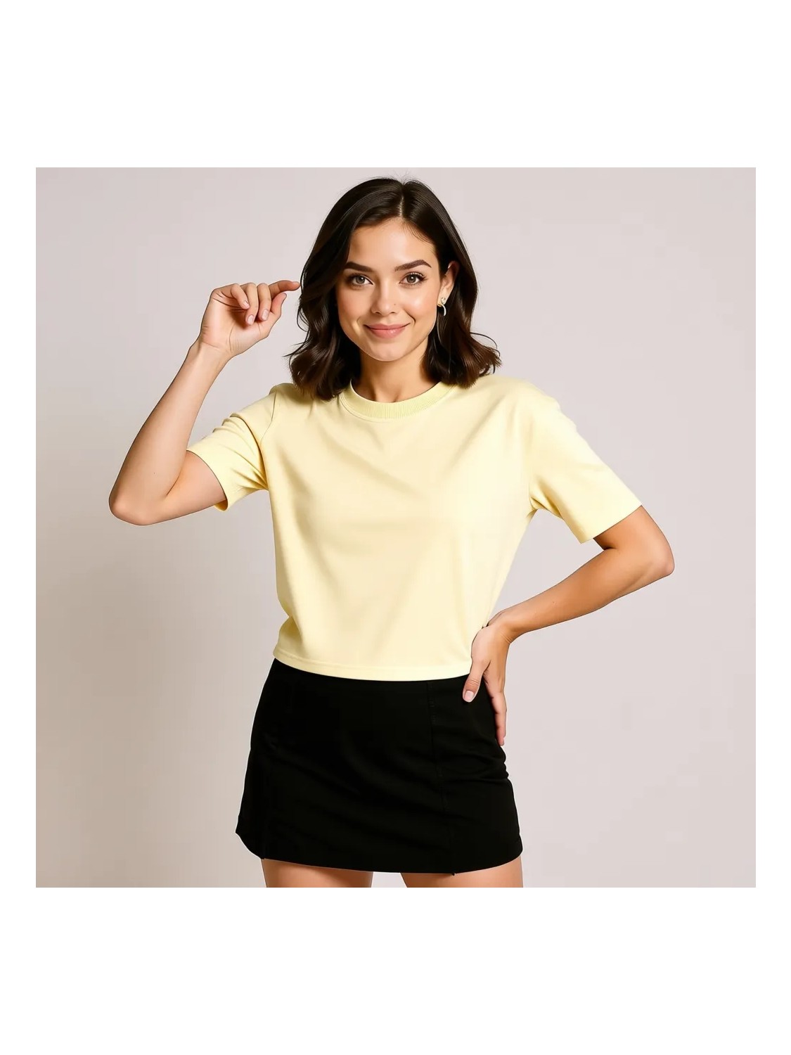 Dilvin 30312 Dekoratif Dikişli Bisiklet Yaka Tshirt-Koyu Kahve görsel 7