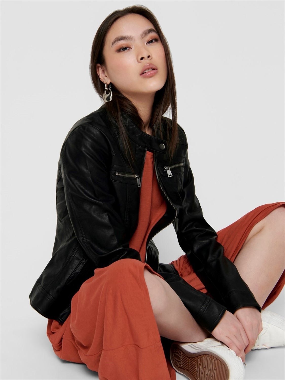 Only ONLBANDIT FAUX LEATHER BI Siyah Kadın Ceket görsel 7