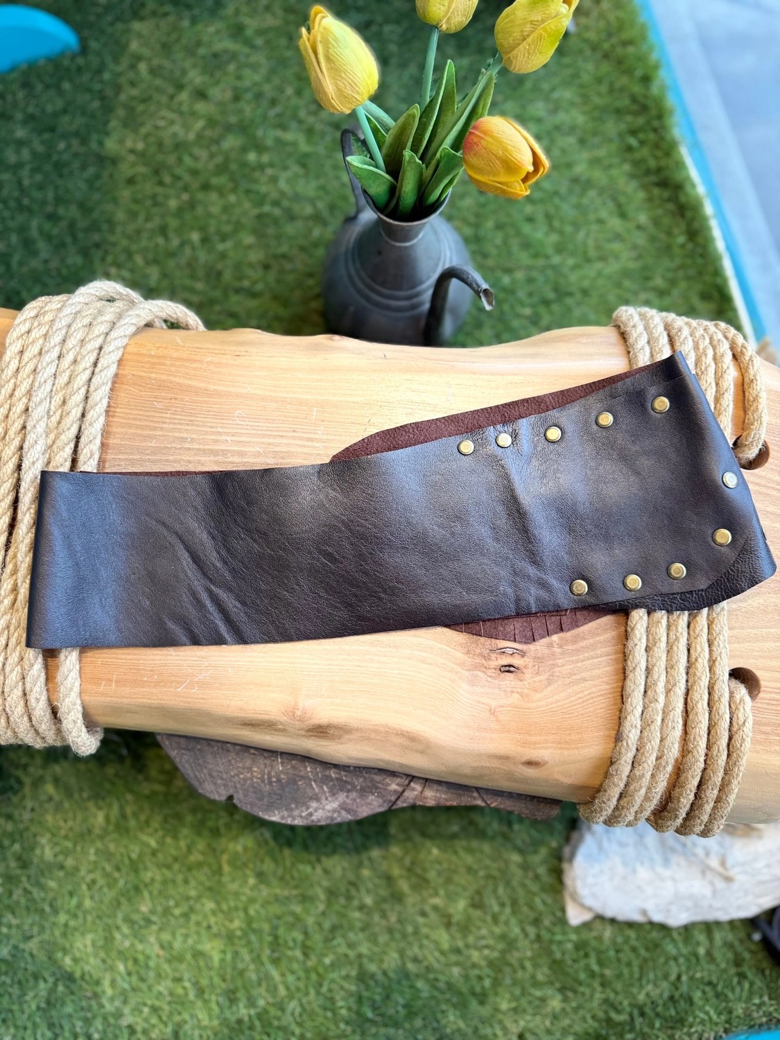 Yılday Gür Butik Rhoderick El Yapımı Püsküllü Hakiki Deri Bohem Korse Kemer - Standart Beden görsel 3
