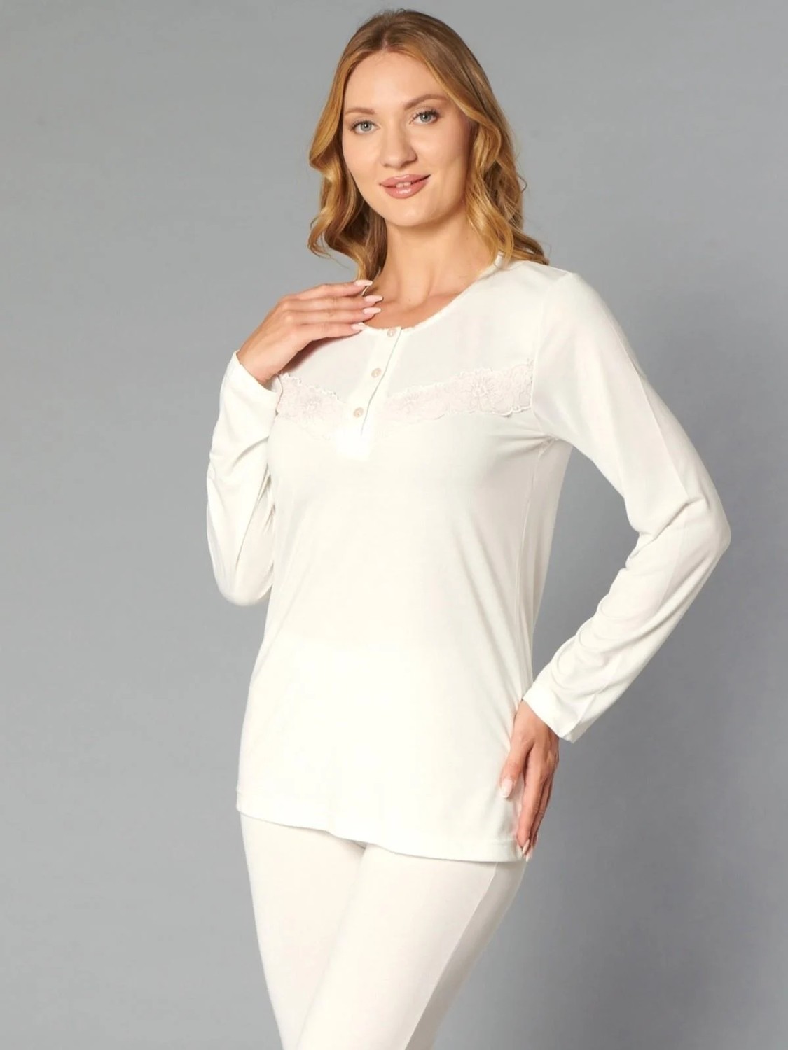 Flz Uzun Kol Pijama Takımı Viskon Yumuşak Kumaş Kadın Rahat Ev Giyim 89-121 Flz