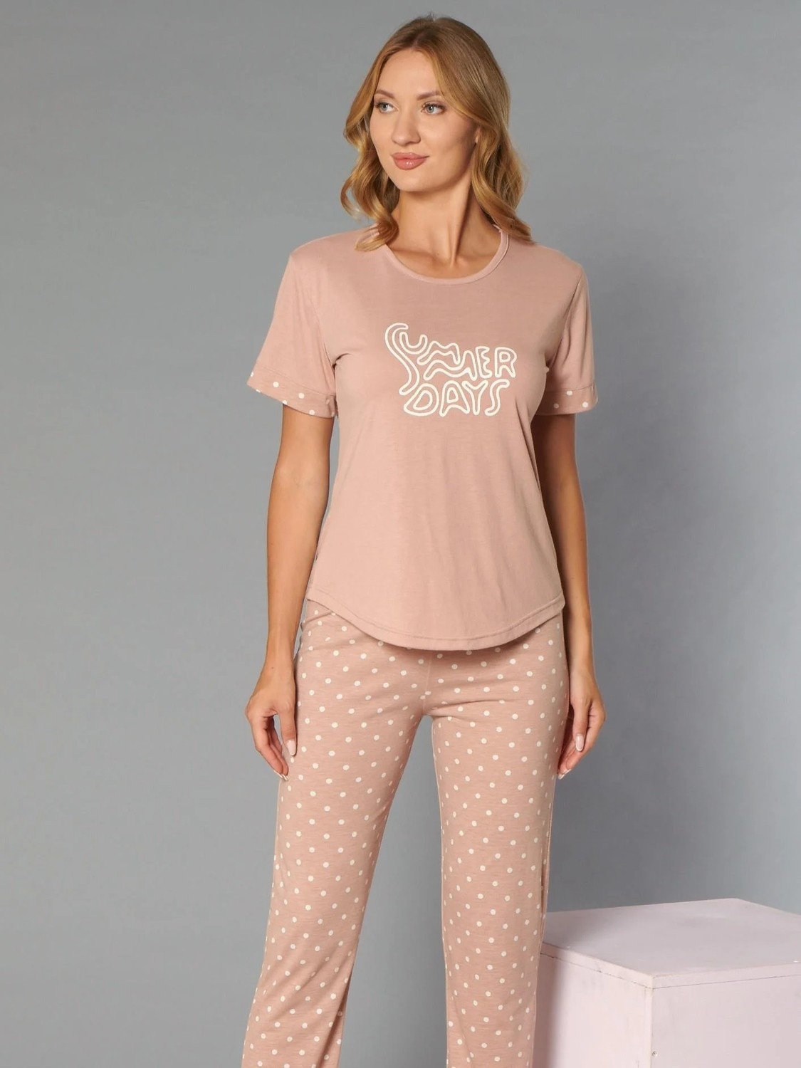 Dowry Kadın Tişört Pantolon Pijama Takımı Rahat Ev Giyim Uzun Alt Kadın Pijama Takımı Dowry 08-136 görsel 4