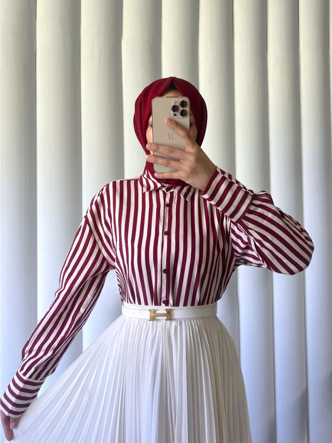 Moda Morfo Çizgili Oversize Düğmeli Gömlek -Siyah görsel 3