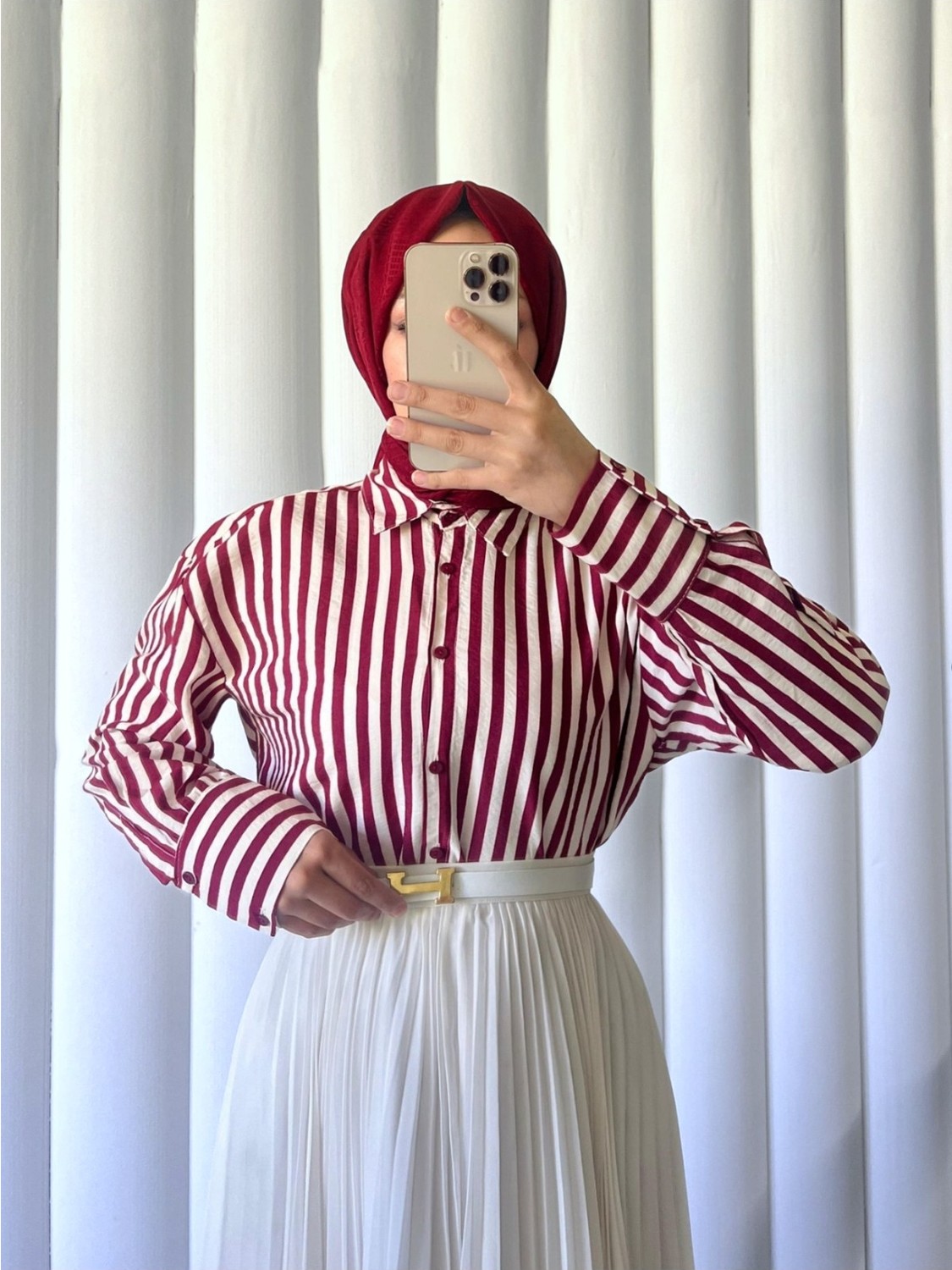 Moda Morfo Çizgili Oversize Düğmeli Gömlek -Siyah görsel 4
