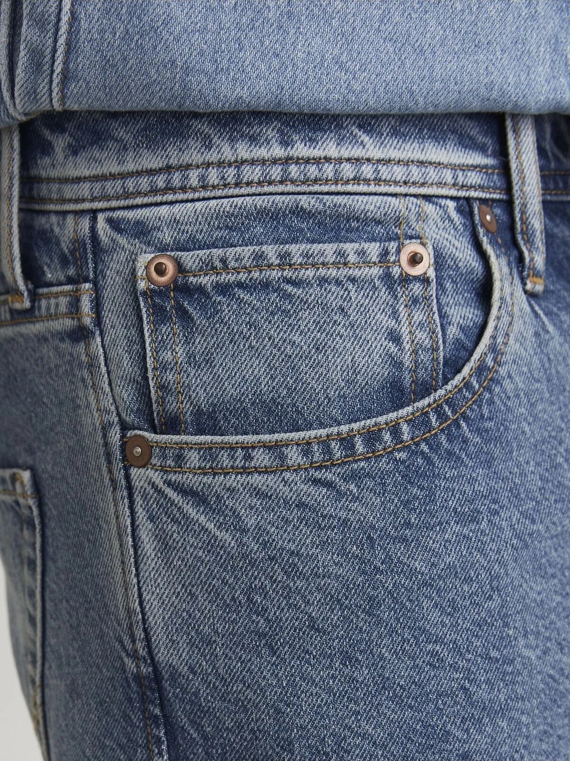 Jack & Jones Mavi Baggy Denim Pantolon %100 Pamuk Normal Bel Özellikli 12269484_JJIALEX Jjorıgınal Sq 060 görsel 8