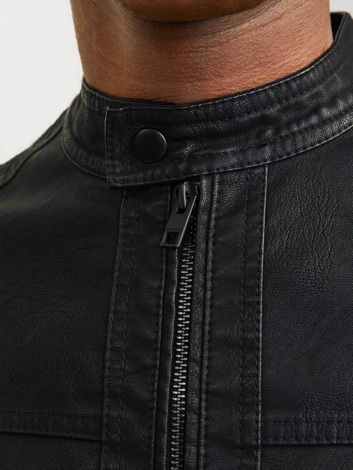 Jack & Jones Jjwarner Erkek Pu Deri Mont Siyah 12182461 V6 görsel 7